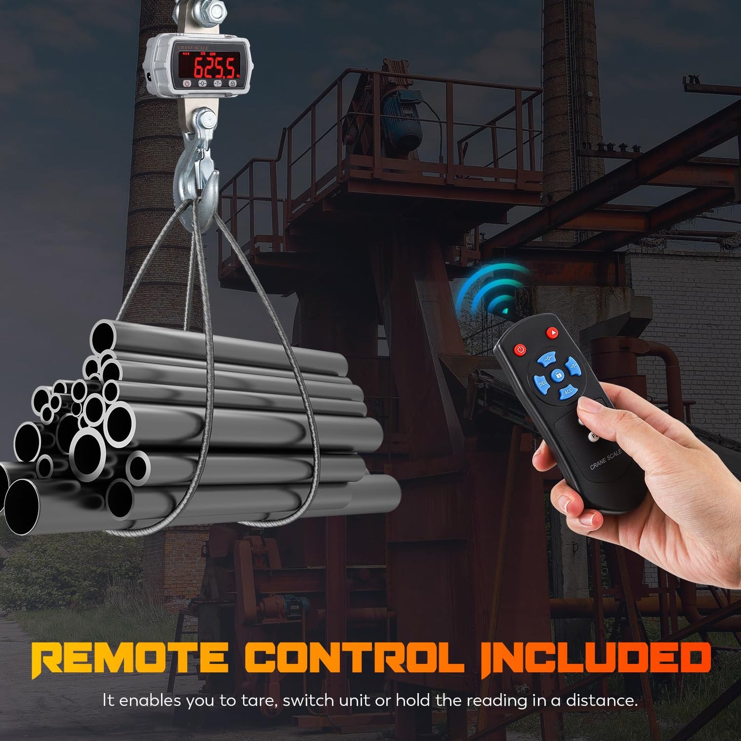 CGOLDENWALL Digital Crane Scale 11000lb Industrial Hanging Scale Handheld Hoist Scale kg lb Switchable 5000kg Wild Game Scale for Farms, Hunting and Livestock, Grey