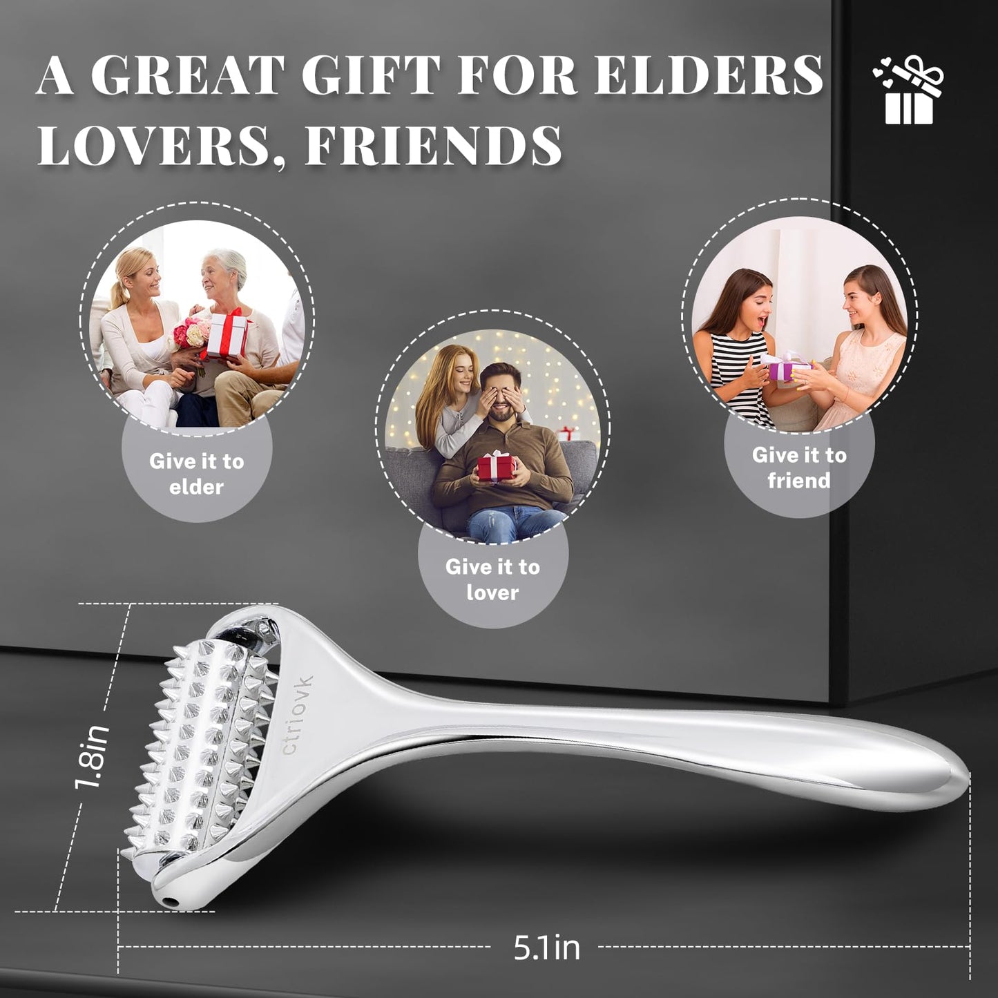 ctriovk Acupuncture Massage Roller, Stainless Steel, Portable Manual Roller for Whole Body Pain Relief, Puffiness Reduce and Muscle Relaxation Massage