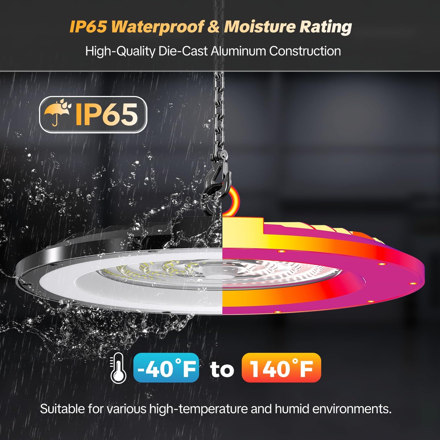 AIKVSXER 300W UFO High Bay Light 45000LM LED Shop Light 6000K Daylight IP65 Waterproof for Warehouse Garage Barn Factory Workshop 5ft Plug & Play 6 Pack