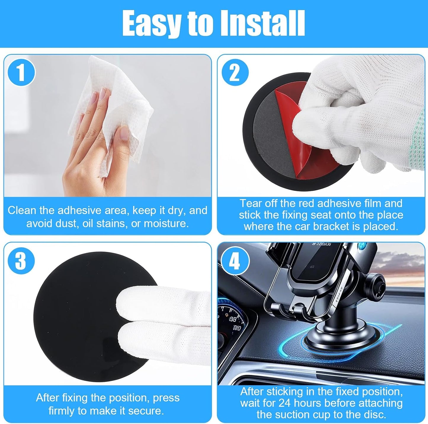 Apojgitn 3PCS 2.75 Car Dashboard Pad, Strong Adhesive Picky Pad for Phone, Sticky Suction Phone Mount for Car