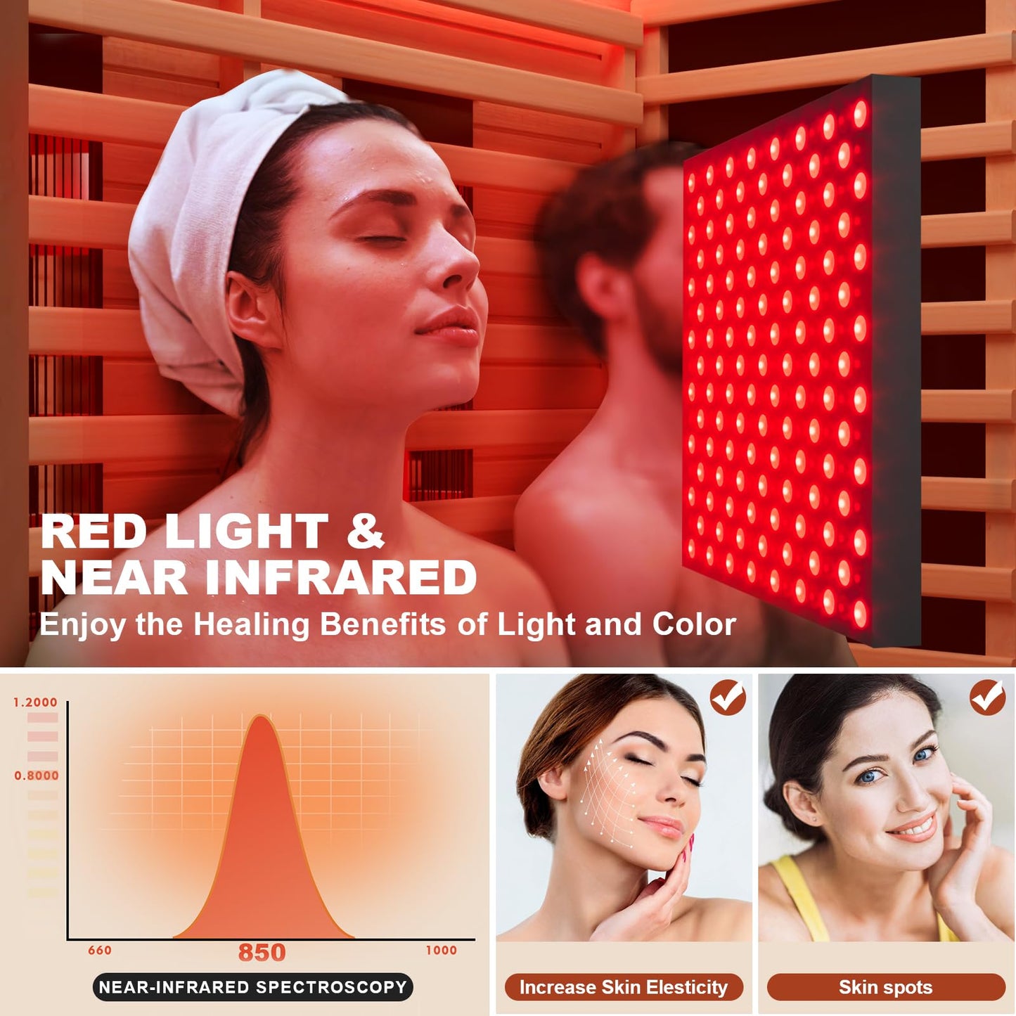 MEISSALIVVE Full Spectrum Infrared Sauna，1 Person Home Sauna， Red Cedar Indoor Spa Sauna with Resonance Speaker and Tempered Glass