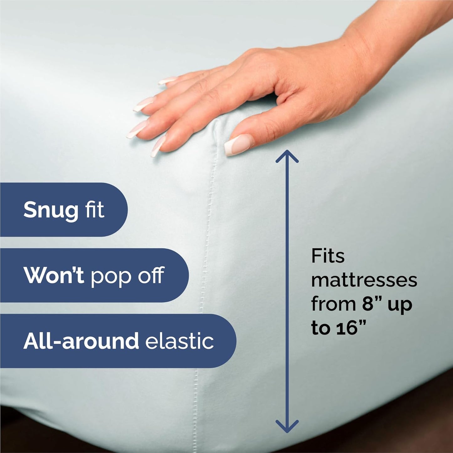 Split King Size 5-Piece Sheet Set - Comfy Cooling Bed Sheets | Luxury Hotel Quality - Deep Pockets, Soft & Wrinkle-Free - Oeko-Tex Certified - Ice Blue