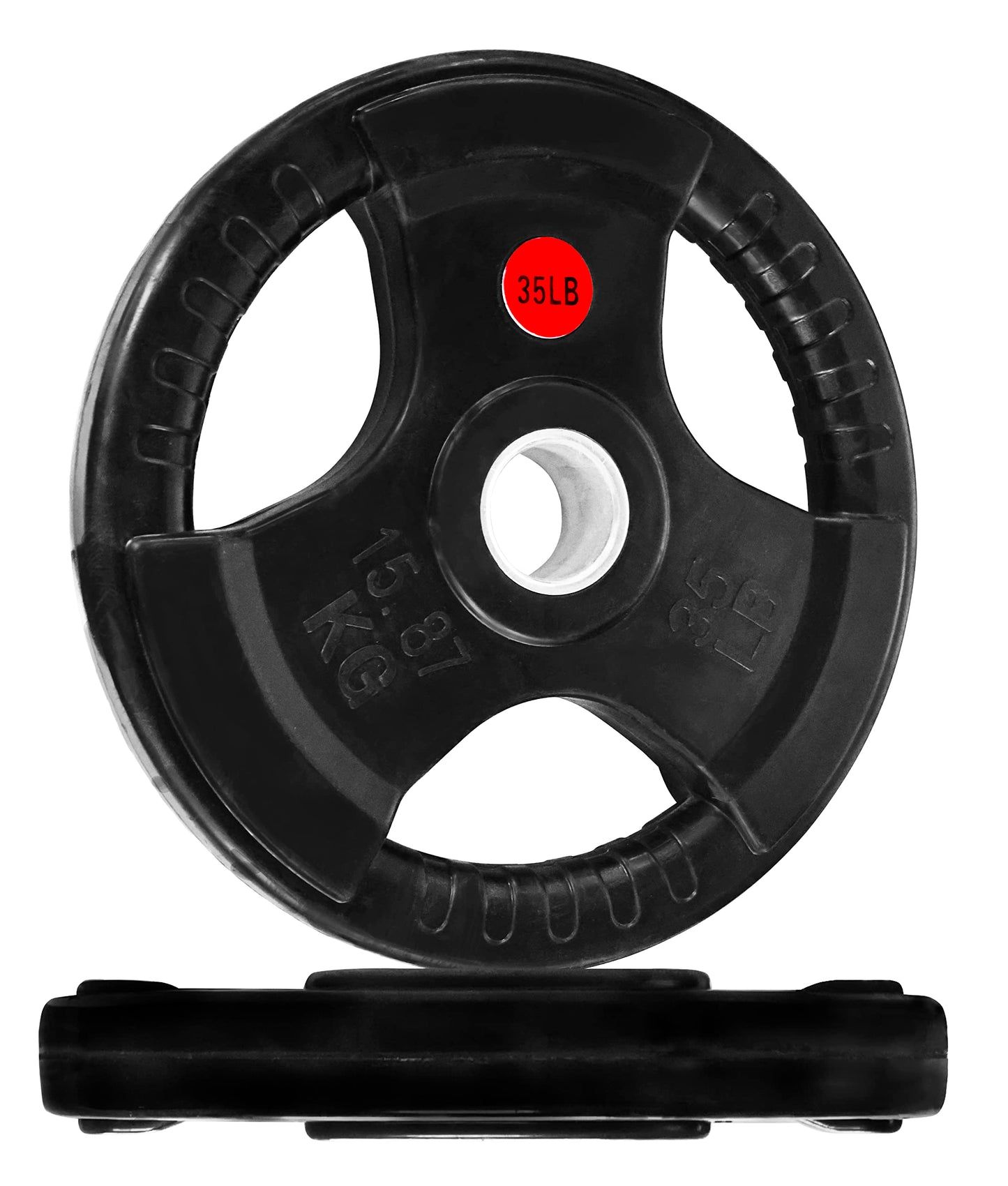 Olympic 2-Inch Cast Iron Plate Weight Plate for Strength Training and Weightlifting, Rubber Coate Style, 35LB Pair