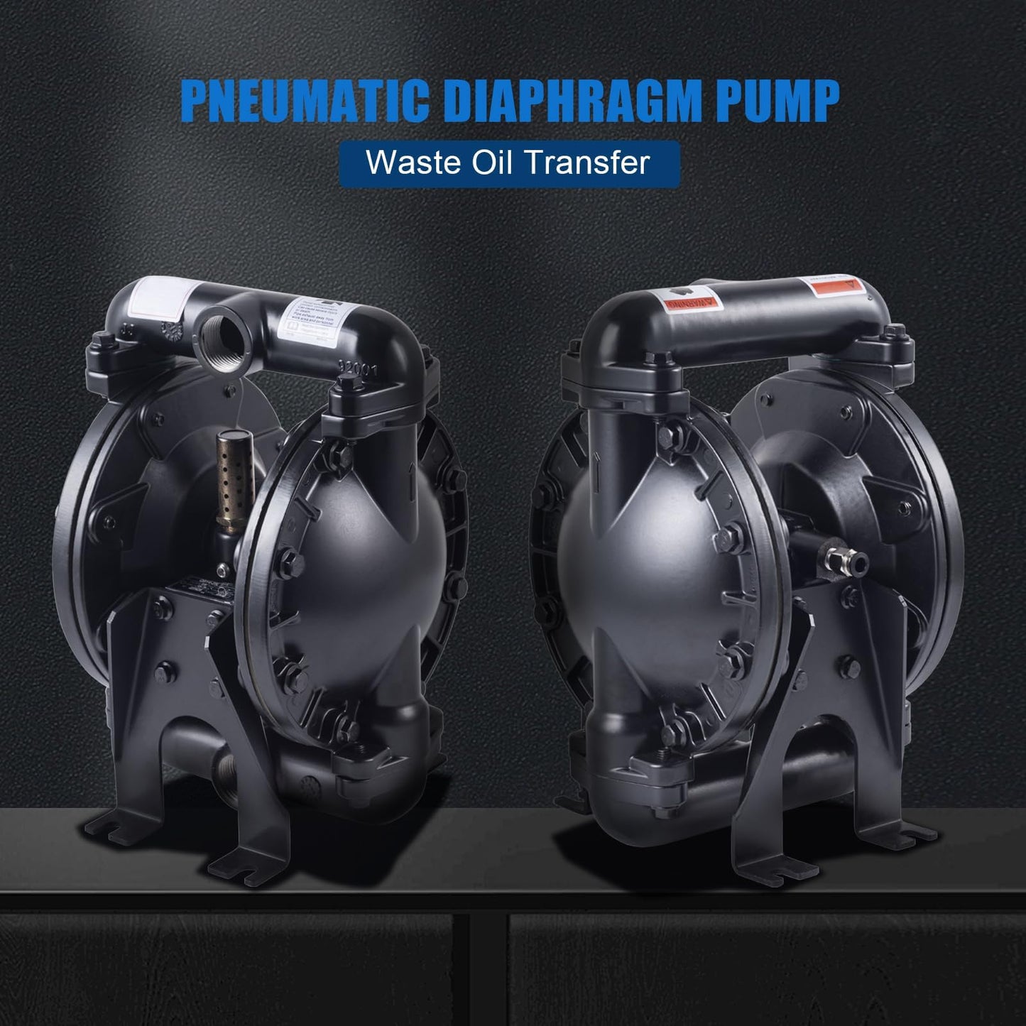 Double Diaphragm Pump Air Operated 1 inch Inlet/Outlet Pneumatic Waste Oil Transfer Pump for Chemical QBY4-25L 35 GPM Dual Diaphram Polypropylene Nitrile Rubber by Stainless Steel Iron 115 PSI