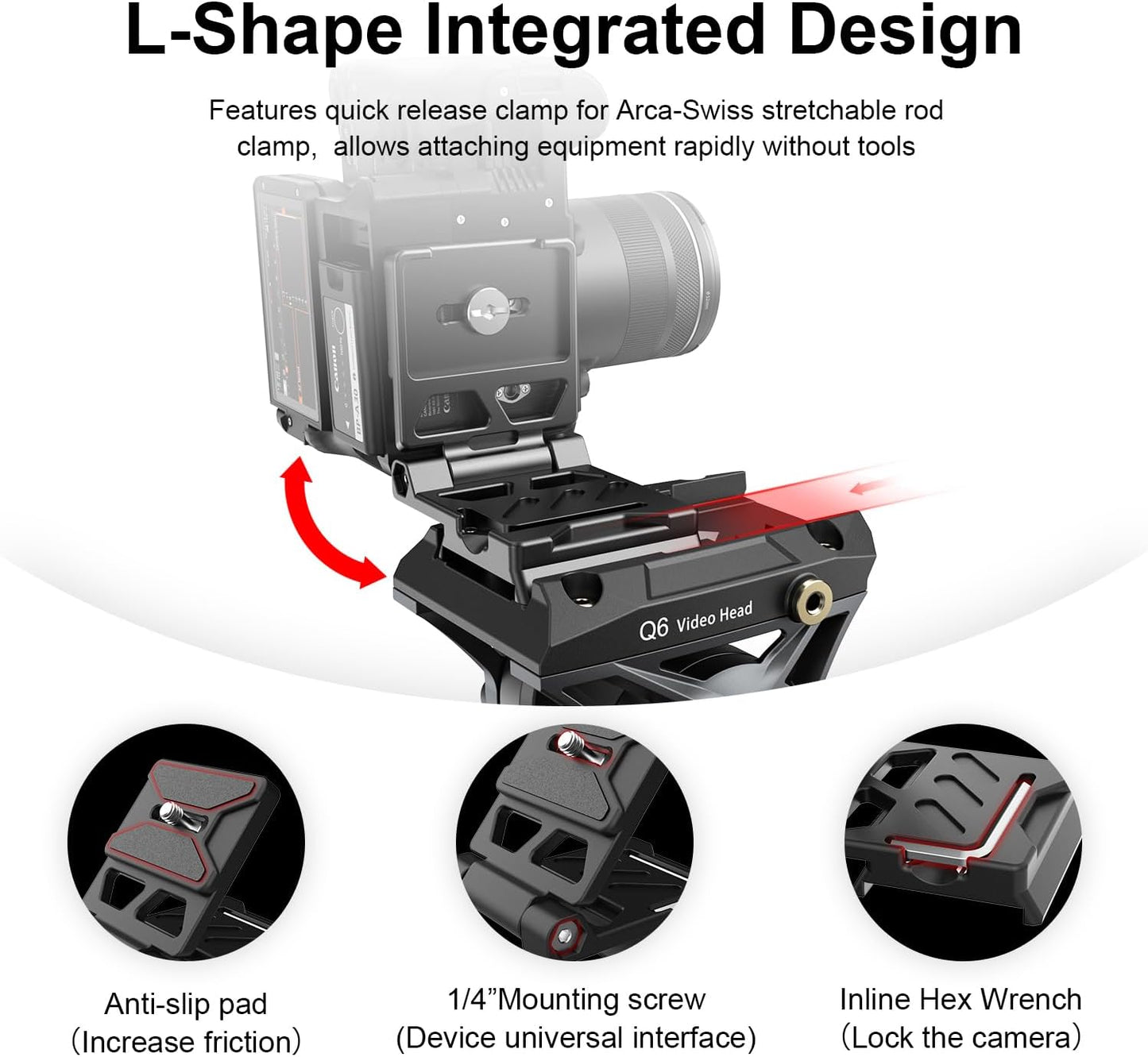 COMAN EX300 Foldable Camera L Bracket, Universal L-Shaped Vertical Horizontal Camera Quick Release Plate, for DSLR