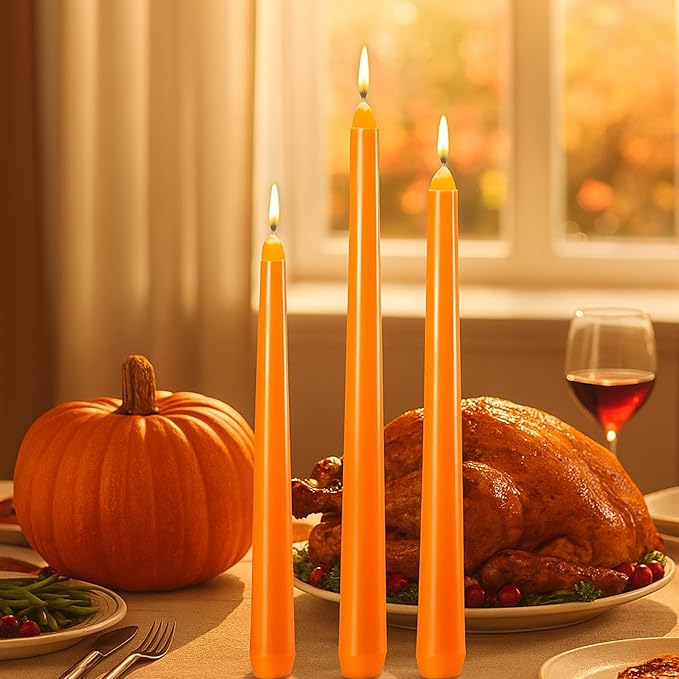MTLEE Taper Candles 8/10/12 Multi Height Unscented Taper Candles 8 Burn Hours for Dinner Decorative Home Decoration Wedding Party Candlesticks(Orange,36)