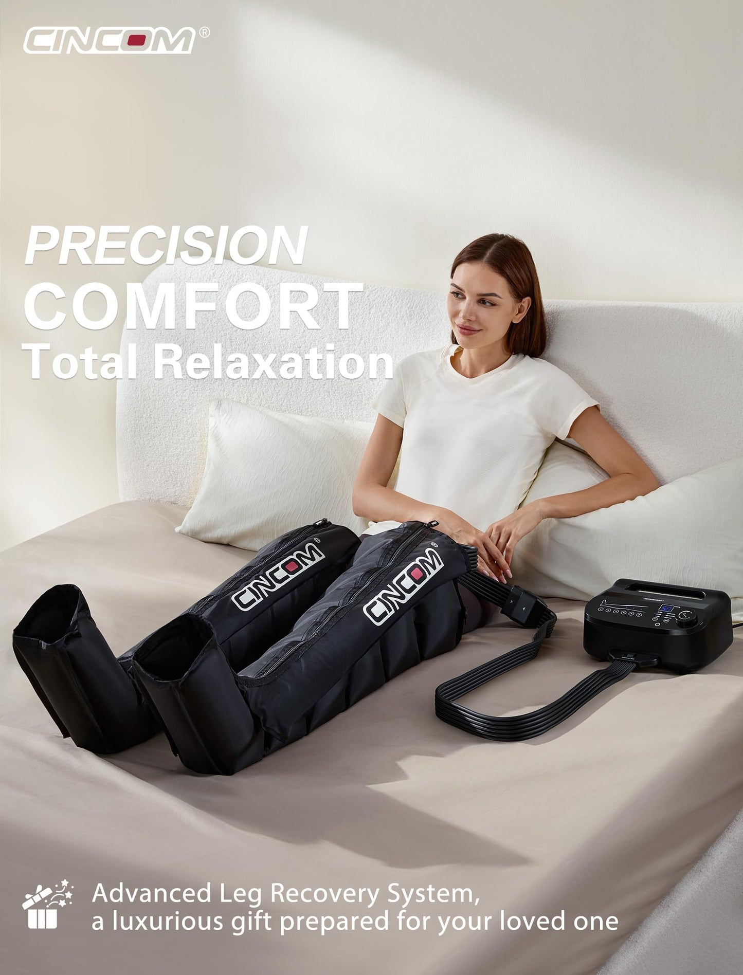 CINCOM Air Compression Recovery System - 6-Zone Professional Dynamic Pressure Leg Massager Boots for Circulation Improvement & Muscle Recovery, Compression Therapy for Athletes, FSA-HSA Eligible