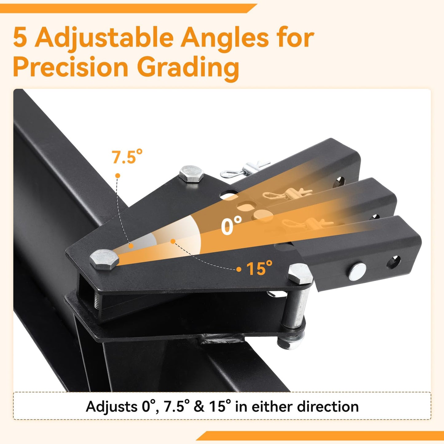 FULUPET 42" Scrape Blade Implement with 5 Adjustable Angles, 3-Point Tow Behind Grading Blade Attachment for ATV UTV Lawn Garden Tractors, 2 Inch Receiver, Driveway Grader, Ground Leveler, Snow Plow