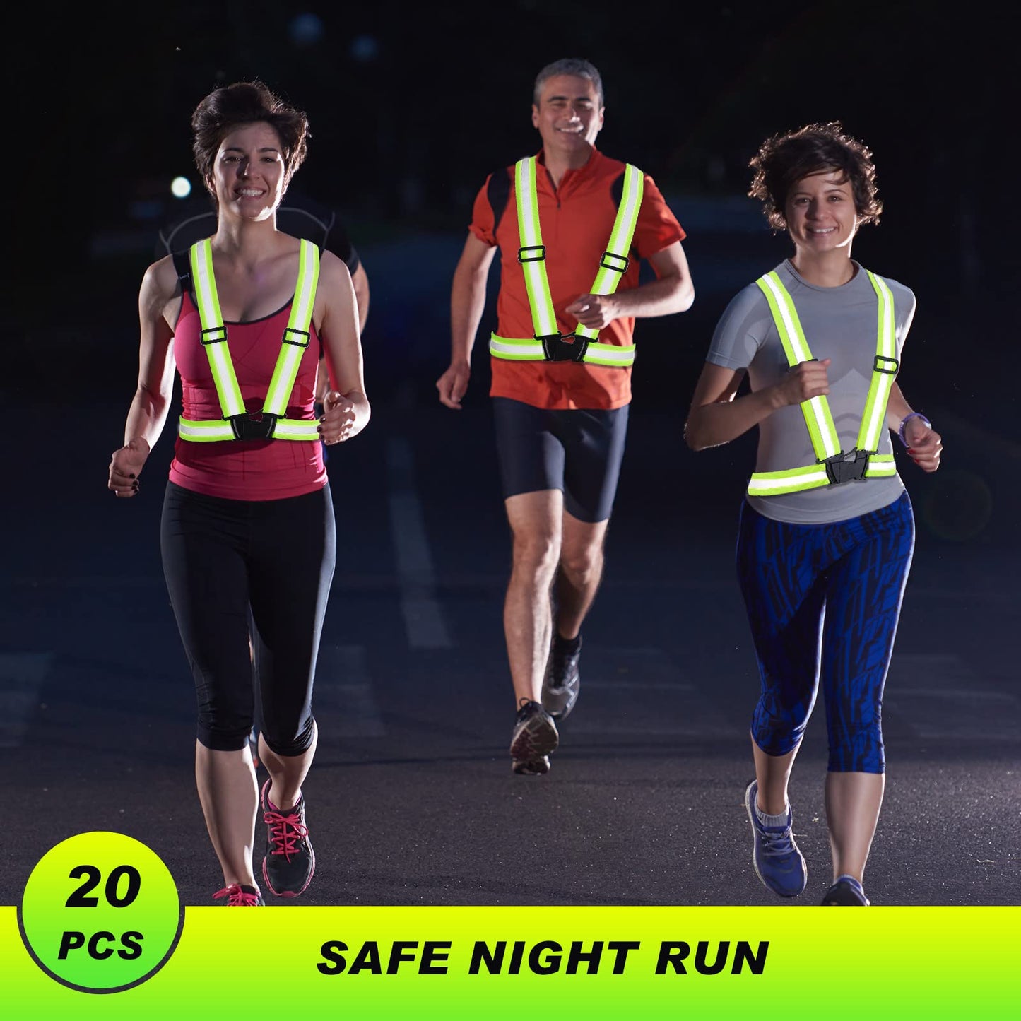 Hercicy 20 Pcs Reflective Vest High Visibility Safety Vests, Adjustable Running Gear Straps Lightweight Reflector for Construction (Yellow)