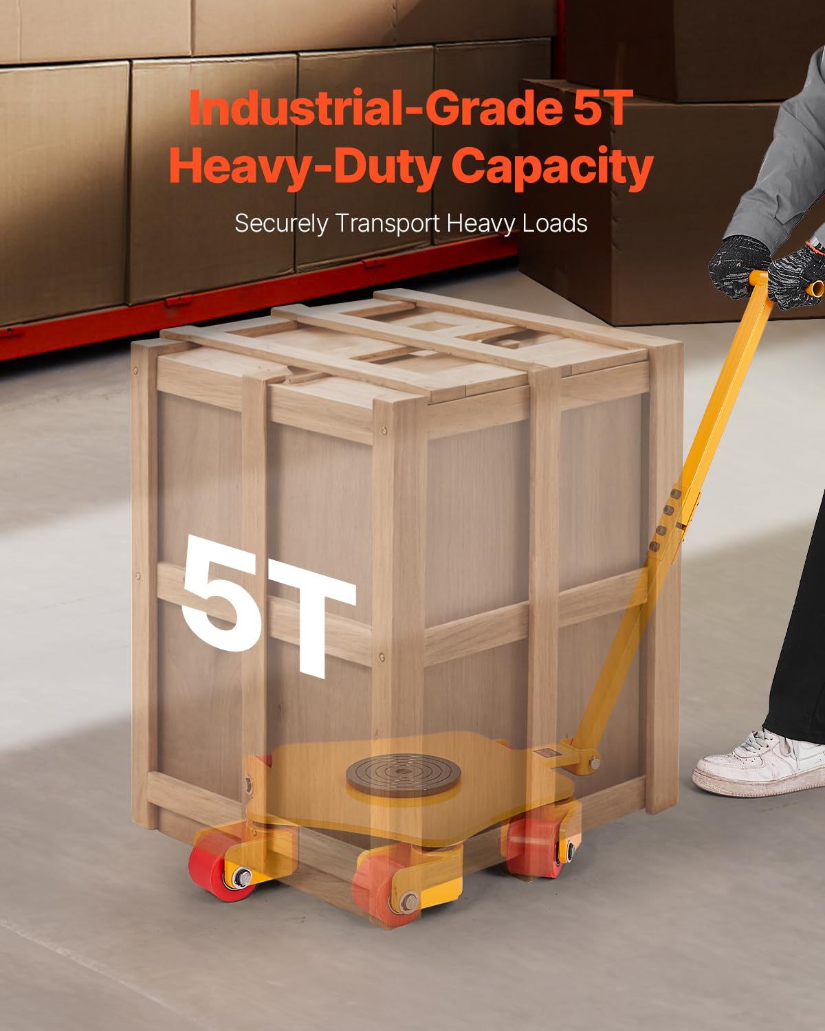 VEVOR Machine Skate, 8800 lbs Machinery Moving Skate, Machinery Mover Skate with 360° Rotation Cap and PU Swivel Rollers, Heavy Duty Industrial Machinery Mover with Handle for Warehouse, Workshop