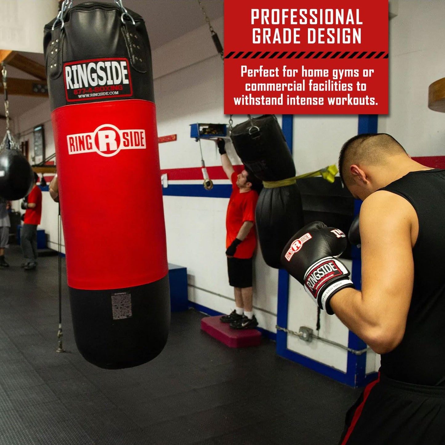 Ringside Soft Filled Leather Heavy Bag – Durable Boxing Punching Bag with D-Ring, Chain & Swivel Included – 16" x 48" – for Training, MMA & Fitness (New & Improved, 100 lb)