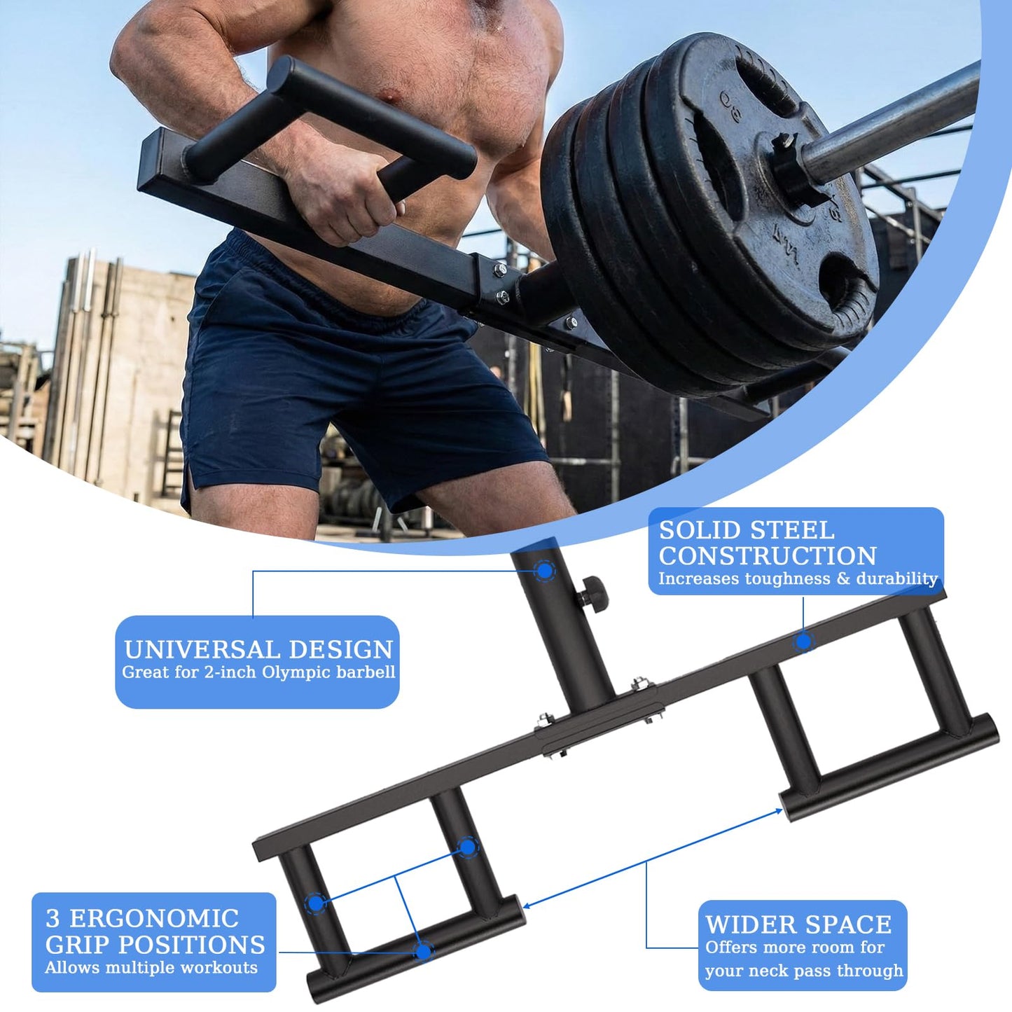 LXDHSRTA Viking Press Landmine Handle Attachment for 2 inch Olympic Barbell – Heavy Duty Iron Handle for Deadlift, Squat, Row, Press – Home Gym Strength Training Equipment