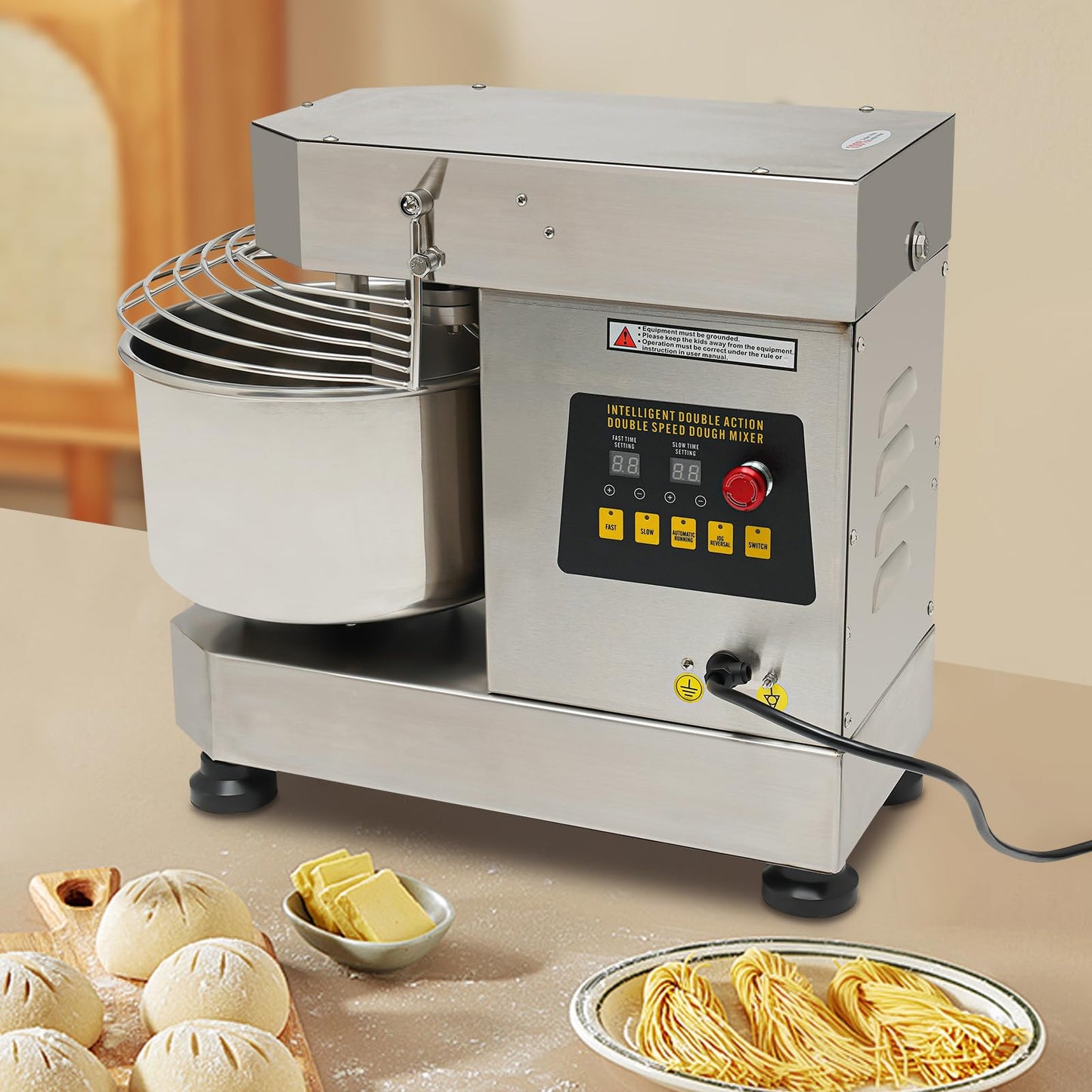 Florchest 12Qt Electric Dough Kneading Machine,High Speed (100/200r/Min) Commercial Food Mixer with Stainless Steel Bowl,Baking Blending Mixing Machine with Security Shield for Restaurant Pizzeria