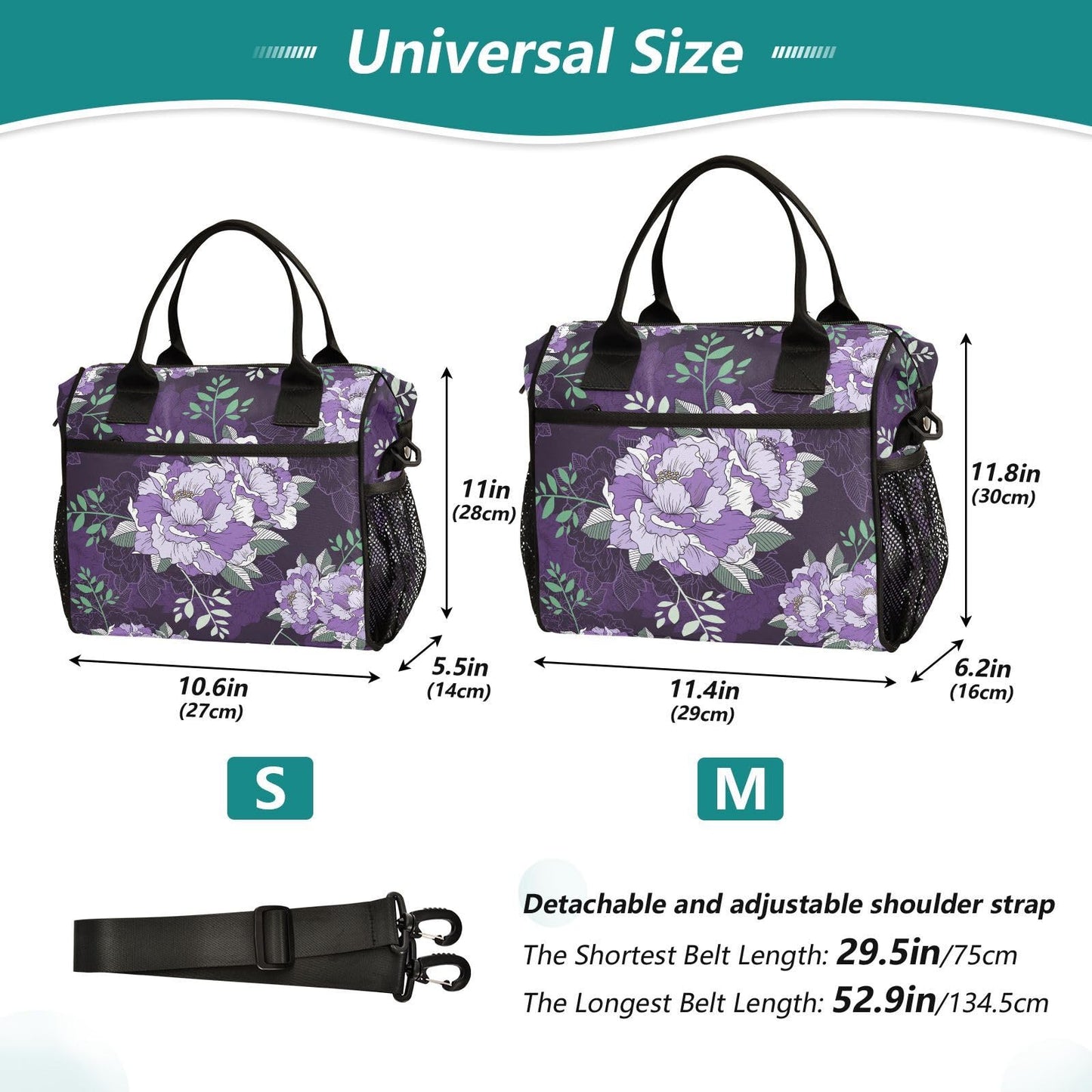 Fitrendlovey Insulated Lunch Bag for Women with Detachable Shoulder Strap Reusable Water Resistant for Work and Outdoor Use