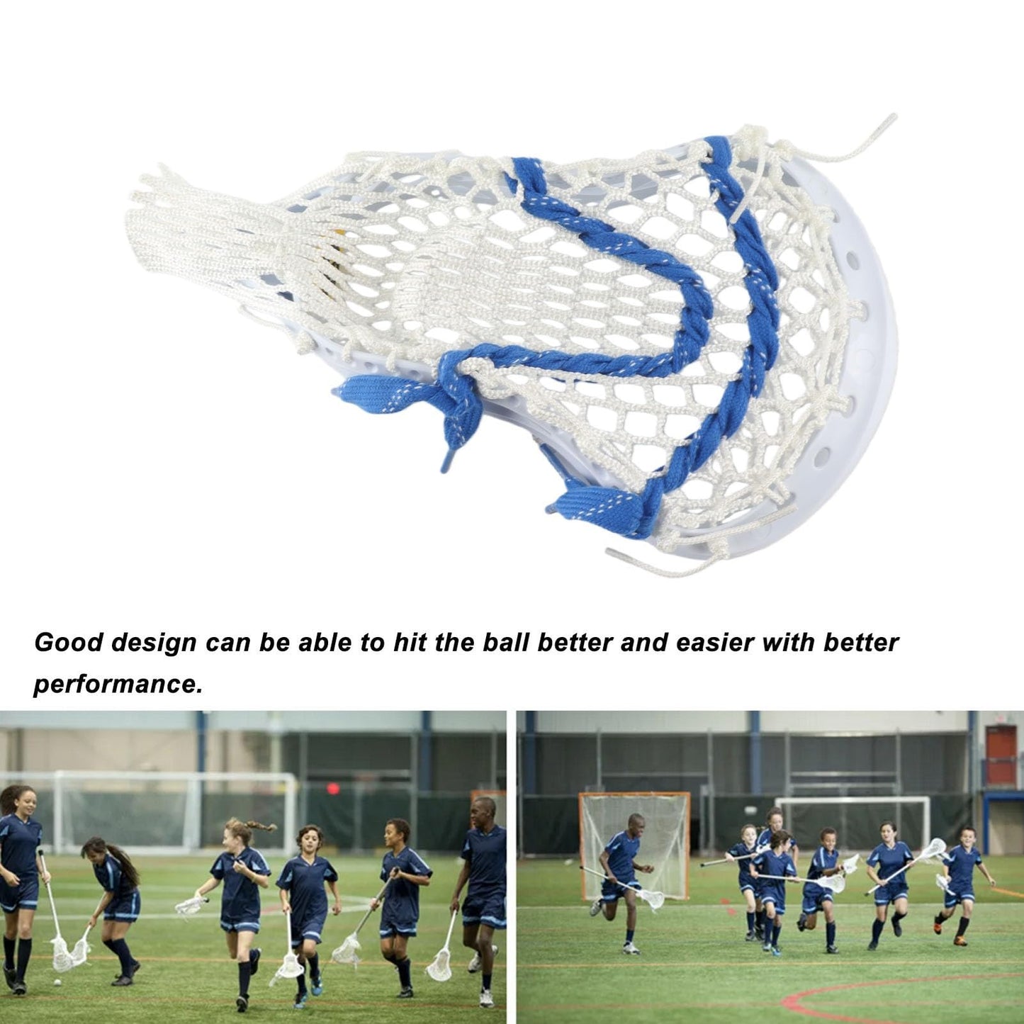 Dioche Lacrosse Head Mesh Strung - Durable Nylon Lacrosse Stick Head for Training & Competition - Easy Installation & Enhanced Control