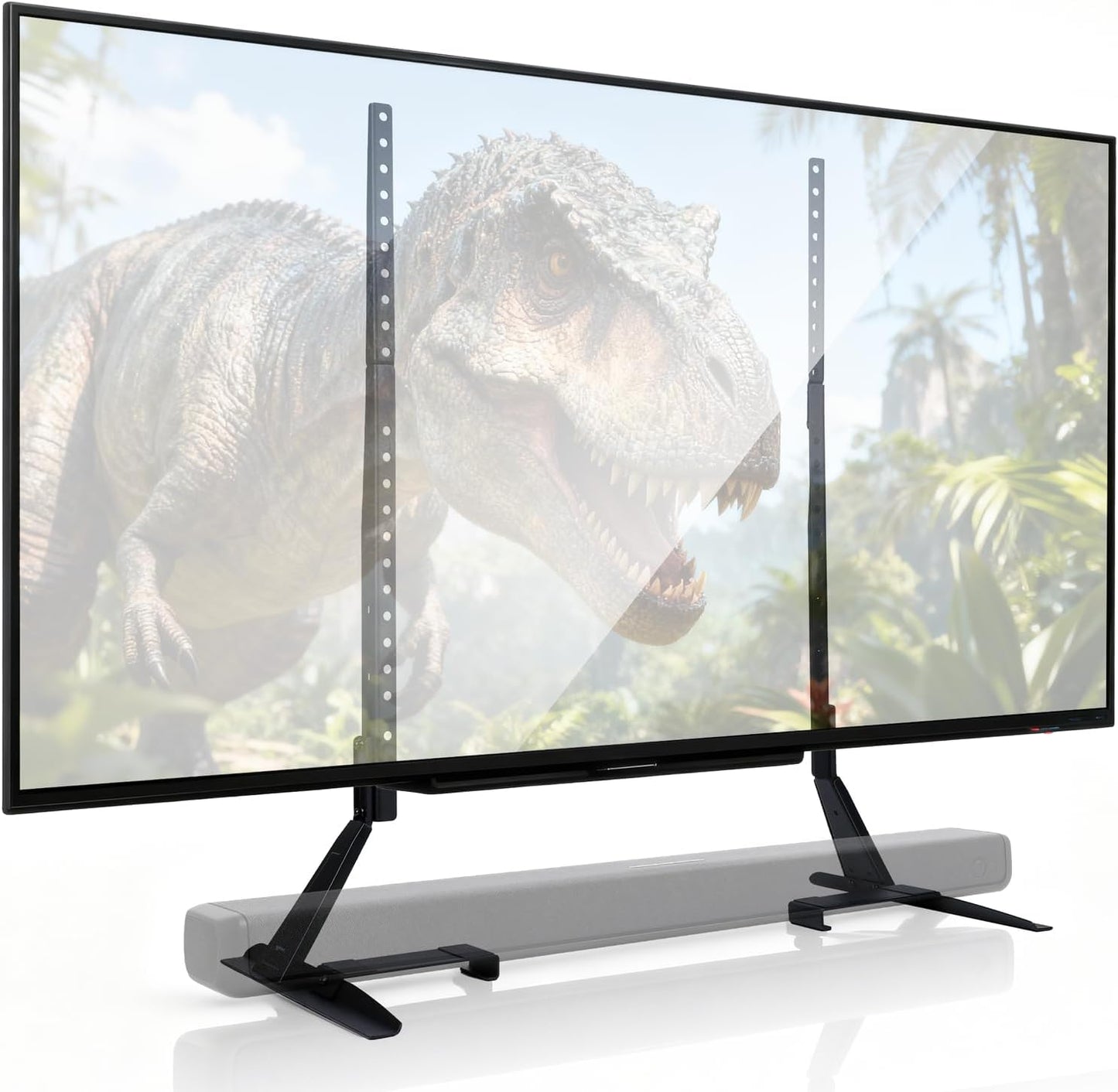 Amazon Basics 77 inch, 80 lbs, Universal TV Stand, Height Adjustable for TVs up to Compatible with Soundbars, Holds up