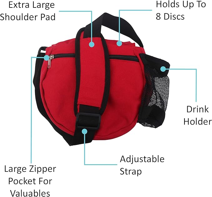 Kestrel Black Disc Golf Bag - Fits 6-10 Golf Discs + Bottle - For Beginner & Advanced Golfers - Extremely Durable Canvas - Frisbee Golf Bag - Small Sling/Shoulder Disc Golf Bag For Men & Women
