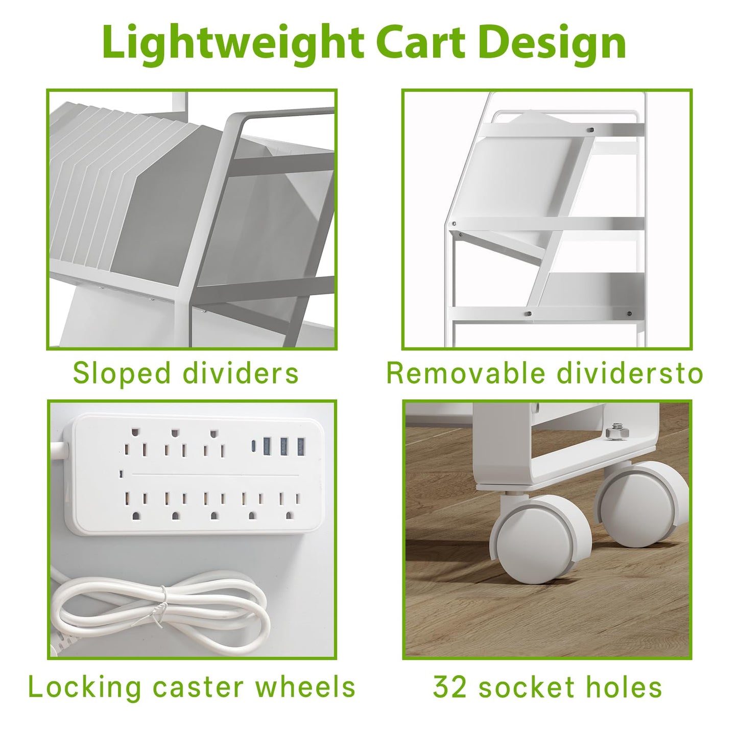 Chromebook Cart, Mobile Chromebook Charging Cart for iPads,Laptop Charging Cart , Chromebook Charging Station for Classroom, Compatible with Any Screen SizeEquipped with a 32-bit socket power strip.