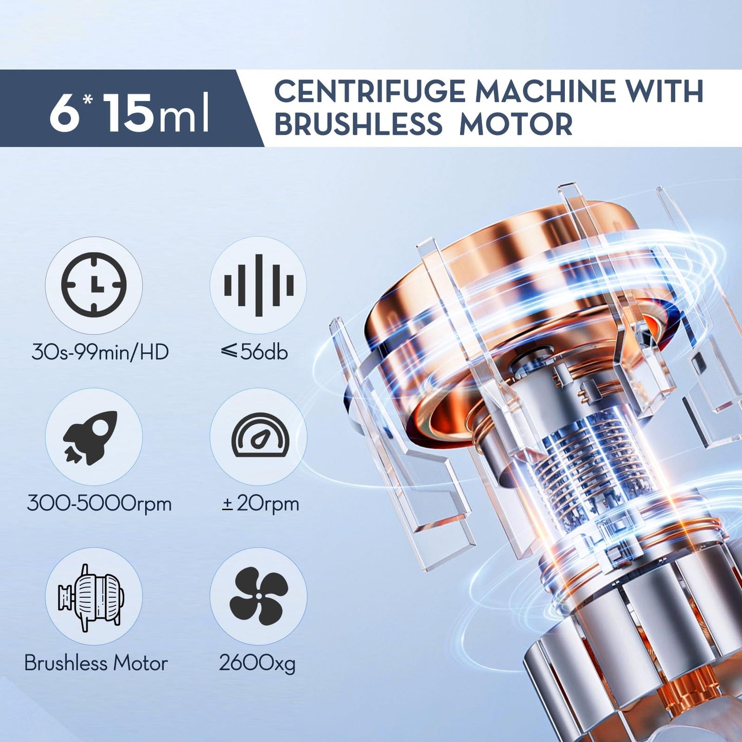 Cekegon PRP Centrifuge Machine 6x15mL/10mL/7mL/1.5-5ml, Benchtop Lab Centrifuges with 300-5000rpm Max. 2600xg RCF for Laboratory College Beauty Clinic