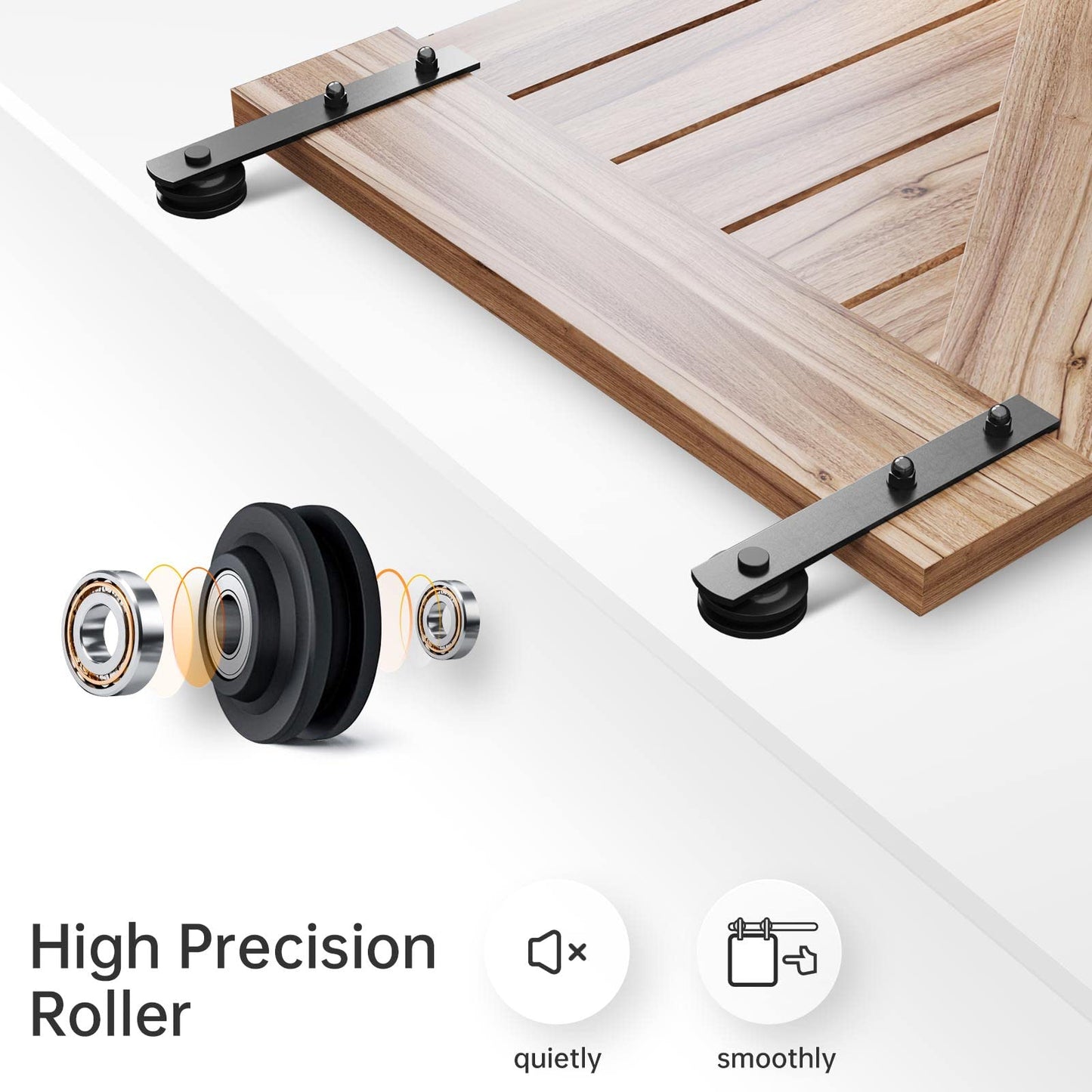EaseLife 16 FT Sliding Barn Door Hardware Track Kit,Straight Pulley,Slide Smoothly Quietly,Easy Install (16FT Track Kit for 96" Wide Single Door)