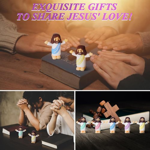 Little Jesus Figurines - 50 Bulk Mini Jesus Statues with Prayer Cards & Bags | Perfect for Easter Favors