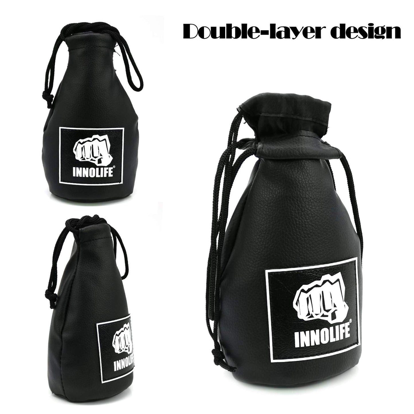 INNOLIFE Boxing Slip Bag, Boxing Dodge Hide Speed Bag Maize Ball Leather Ball for Reflex Training, Kickboxing, MMA Pendulum Training (Filler Already Included)