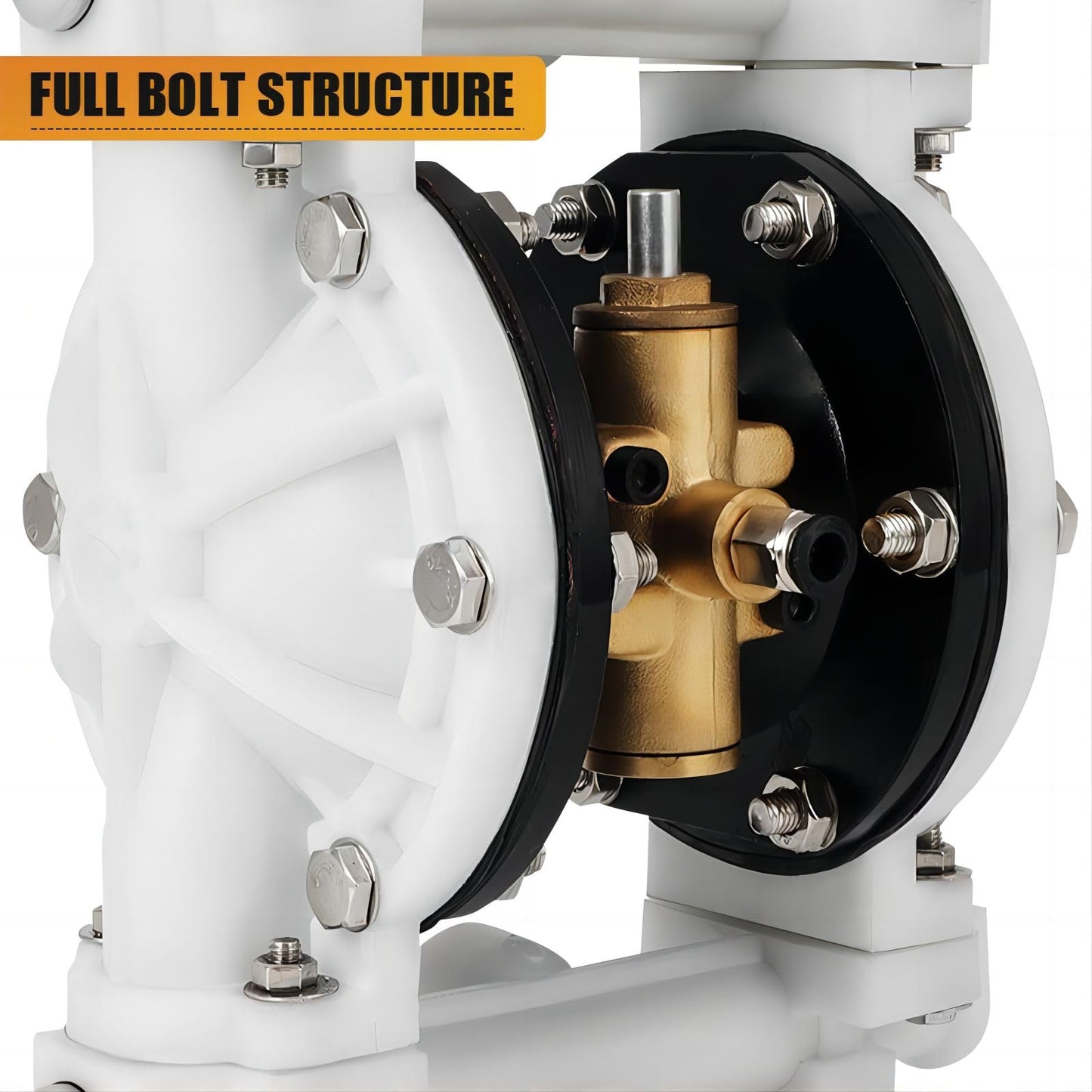 Air Operated Double Diaphragm Pump QBK-15 1/2 inch Outlet 12 GPM Pneumatic Transfer Max 115 PSI Industrial Use for Chemical Waste Oil Dual Diaphram PTFE Nitrile Rubber by Plastic and Stainless Steel