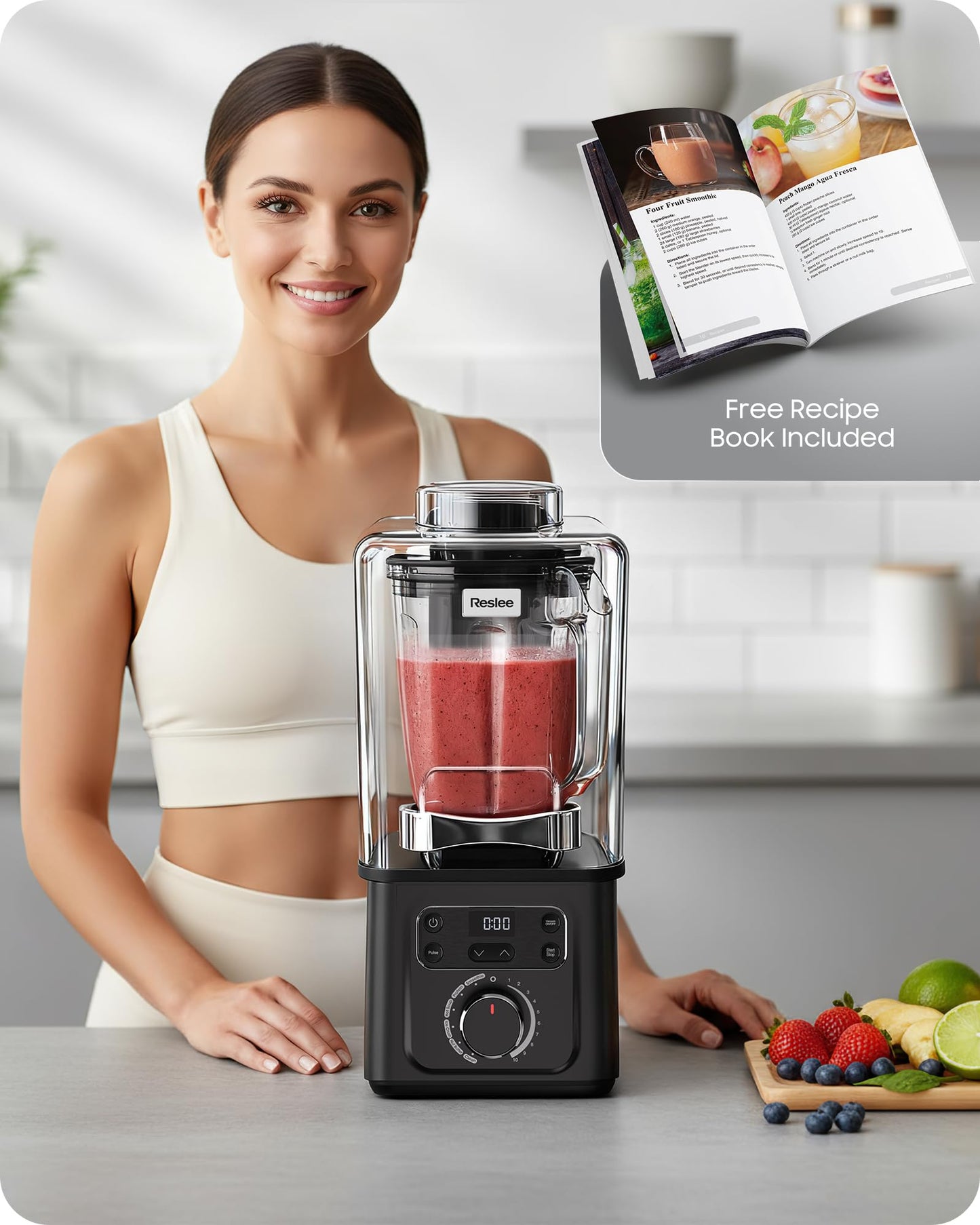 Professional Commercial Vacuum Blender with Quiet Shield, 2026 Upgraded 40000 RPM, 3000W/4HP Peak Power, 56oz Eastman Tritan Cup for Milkshake, Smoothie, Nut Milk, Hot Soup, Self-Clean, 5-YearWarranty