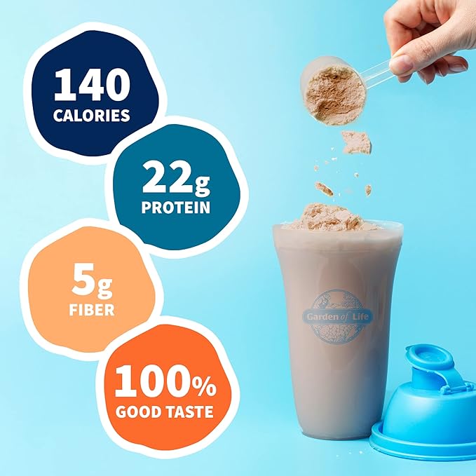 Garden of Life Protein Powder, Vegan Protein Powder, BCAA, Probiotics & Digestive Enzymes, Gluten & Lactose Free, Chocolate, 1.5 LB