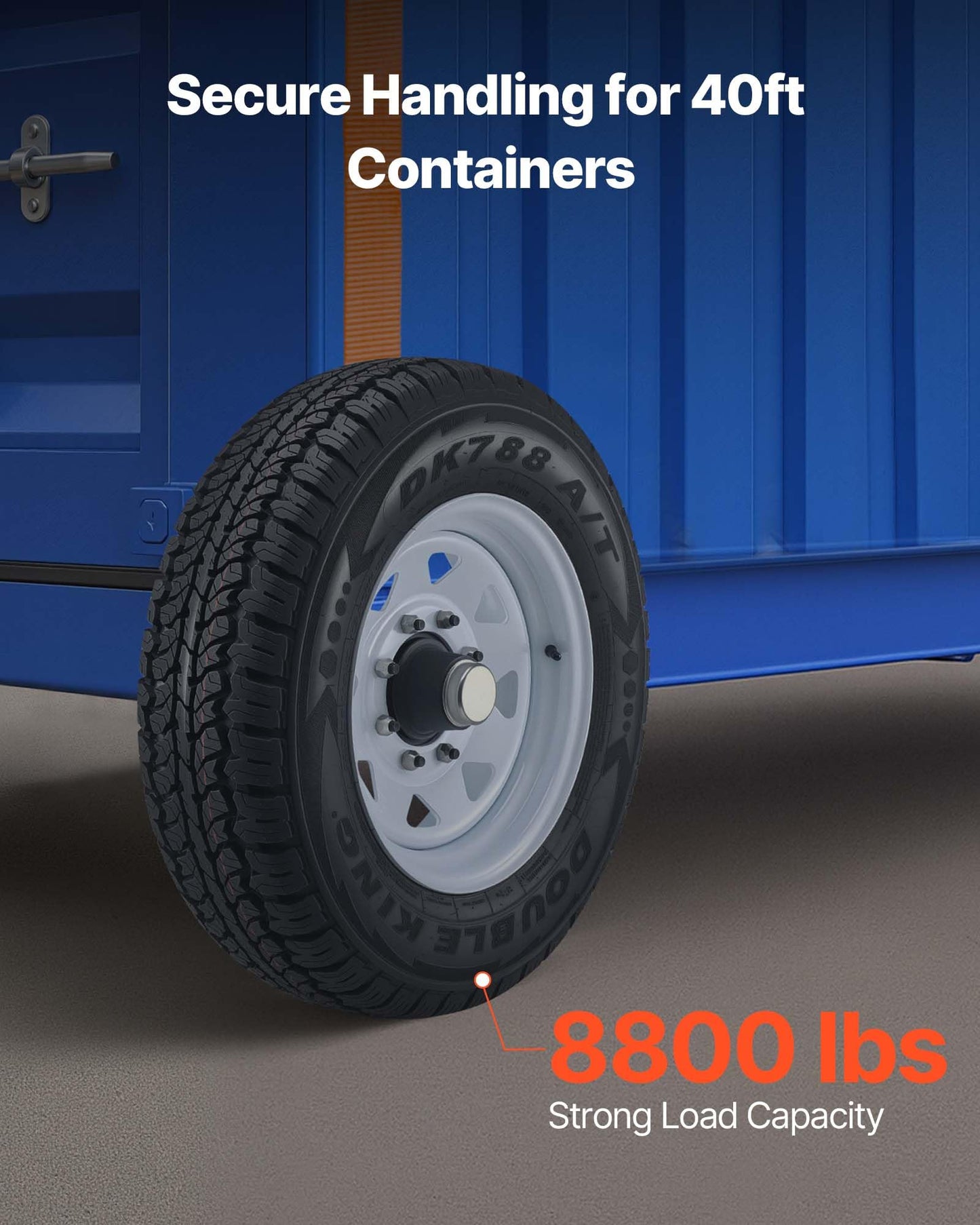 VEVOR Shipping Container Wheels 8-Lug Wheels Kit, Heavy Duty Shipping Container Accessories with Ratchet Tie Down-Moves 20 ft - 40 ft, Secure Transport for Dock, Warehouse, Construction Site, Black