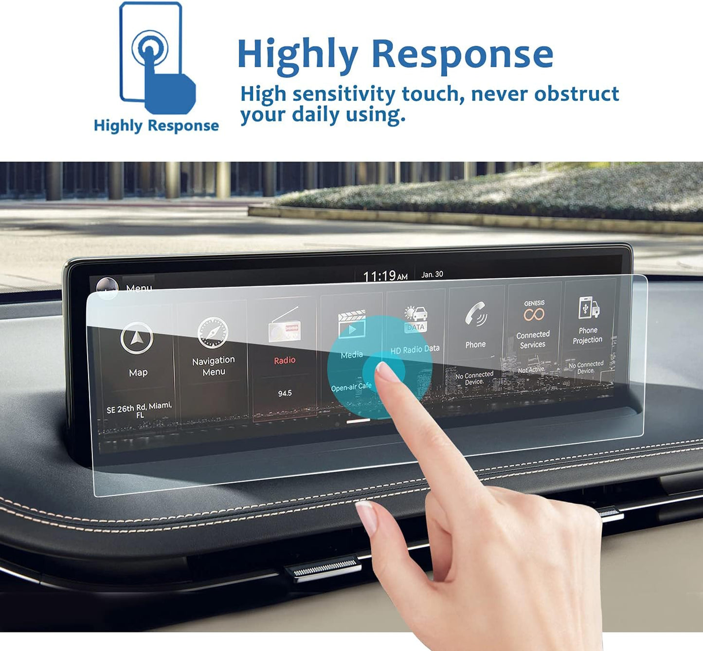 2022 2023 2024 GV70 9H 14.5-Inch) LFOTPP Glass Screen Protector for Genesis Tempered Glass Navigation Hardness Car