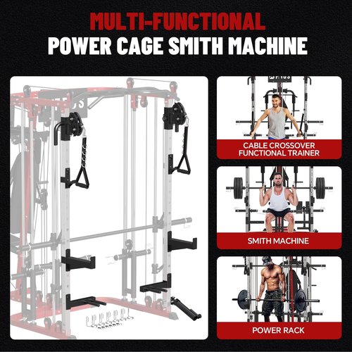 All-In-One Home Gym System - Multi-Function Smith Machine with Cable Crossover | Full Body Workout Station