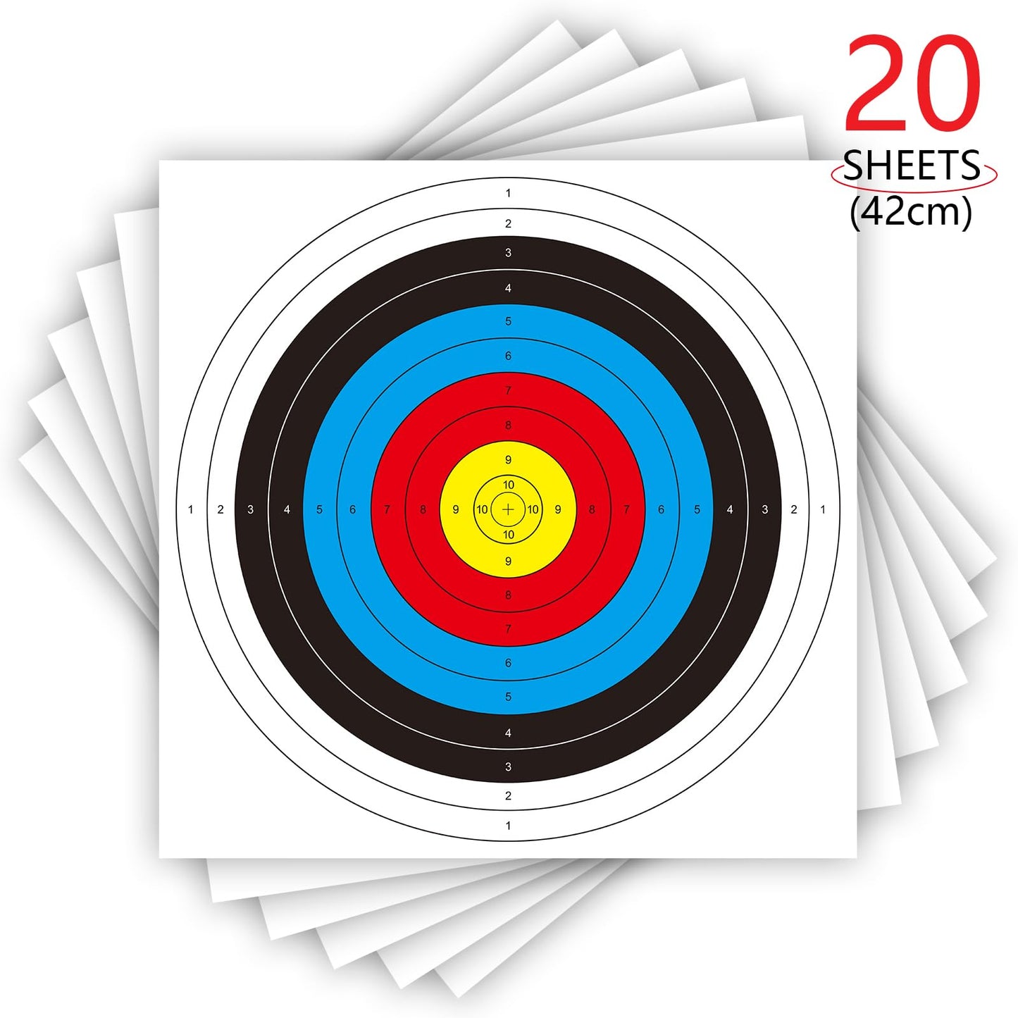 20pcs Archery Targets Paper,Bow and Arrow Target for Hunting Backyard,Standard Archery 10 Rings Competitive Target Faces for Archery Target Practice Accessories