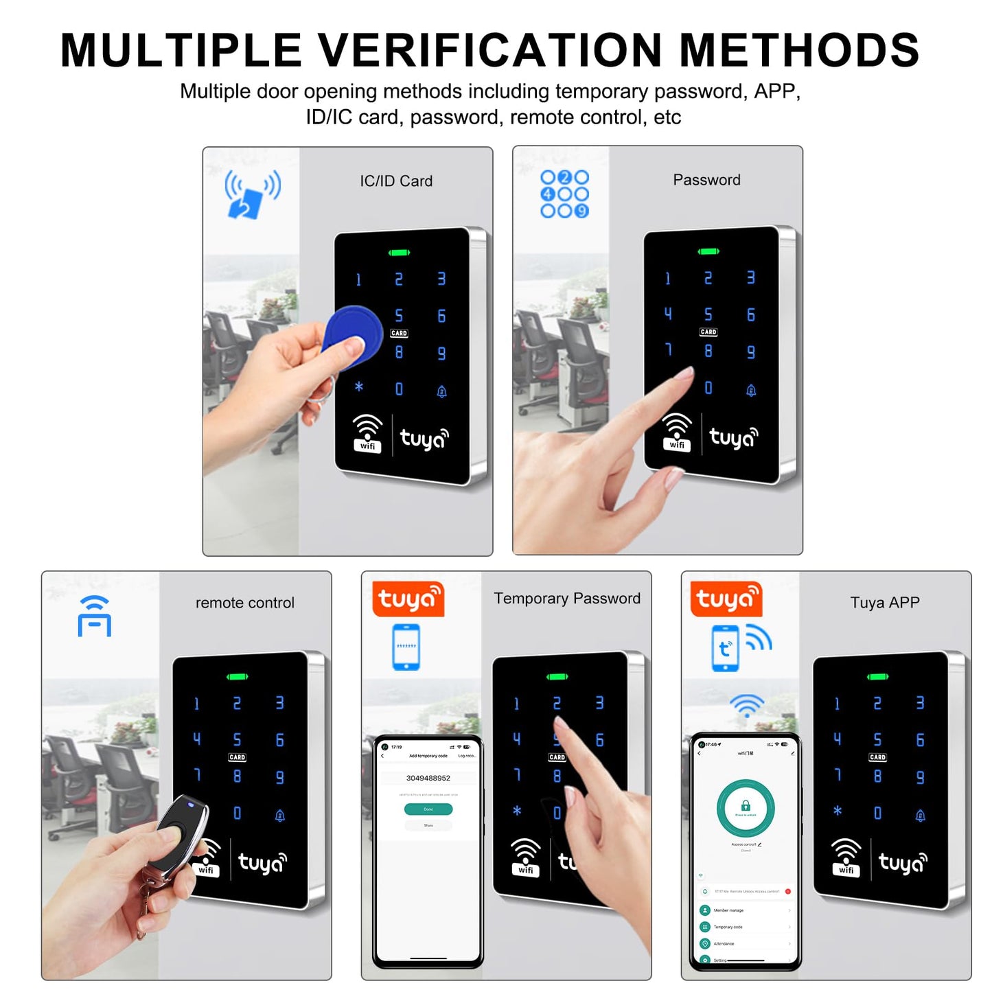 XYBkey WiFi TUYA Complete Security Access System Kit with Waterproof RFID Touch Keypad Door Lock, Smart Remote Door Opener, App，600-Pound Electric Magnetic Lock + ZL, Metal Sensor Switch, Doorbel