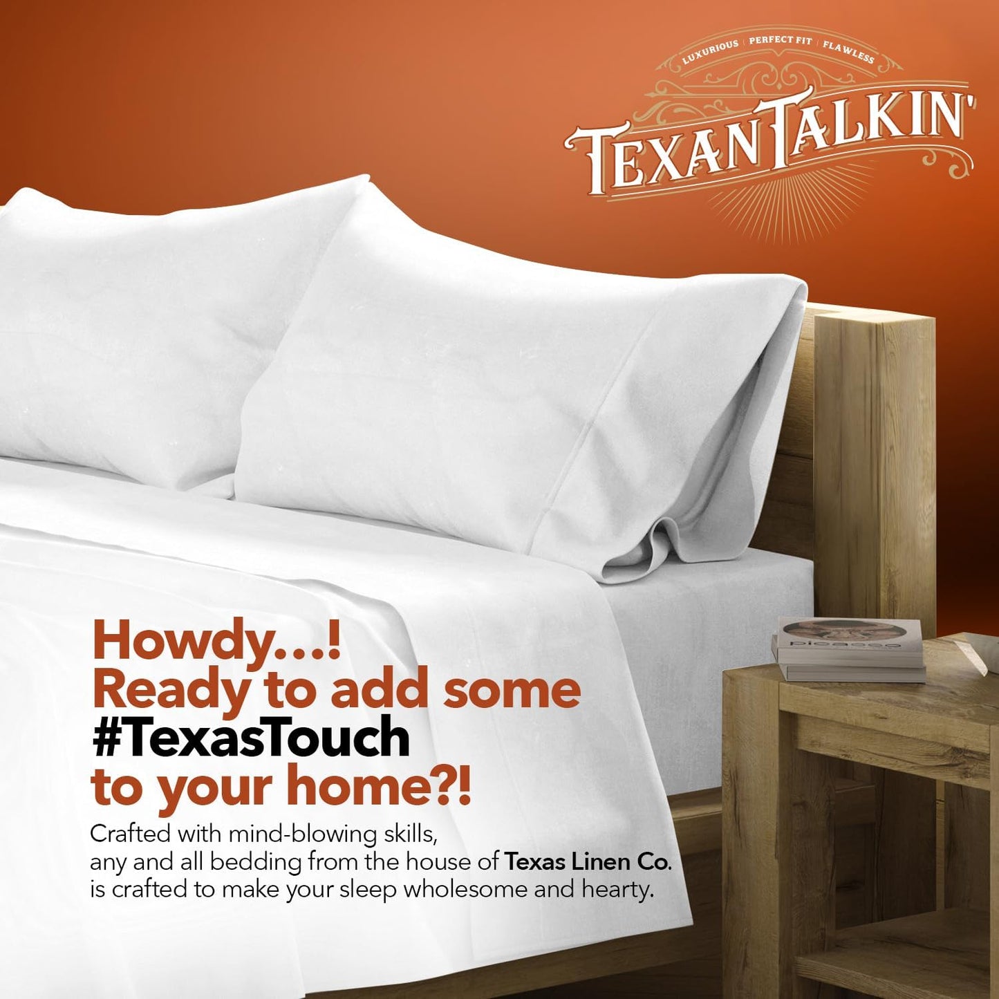 Texas Linen Co. 100% Egyptian Cotton Pillowcases - Soft & Silky Sateen Weave, Set of 2, White Standard/Queen