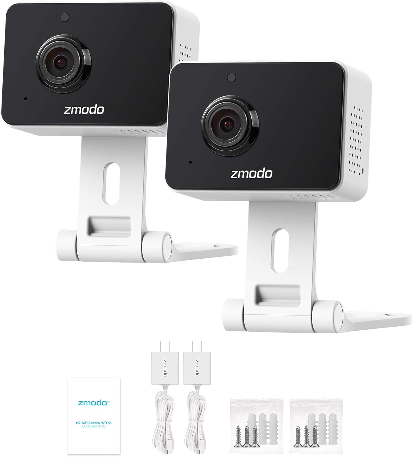 Zmodo 1080p (2 Pack) Mini WiFi Pet Camera Two-Way Audio Smart Home Camera with Night Vision, Compatible with Alexa