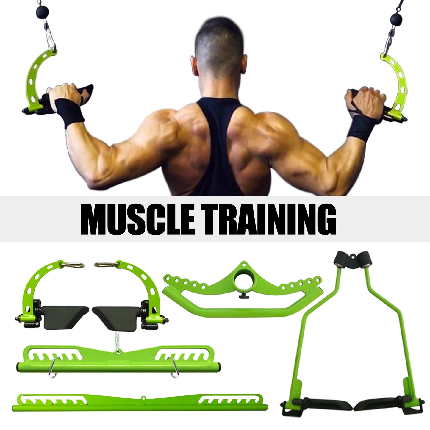 KORIKAHM Adjustable Lat Pull down Bar, Cable Machine Attachments for Gym, Home Gym Fitness T-bar Row Pulldown Attachments, Lat Pull Down Machine Wide Grip Neutral Grip Handle (SP-LONG BAR)