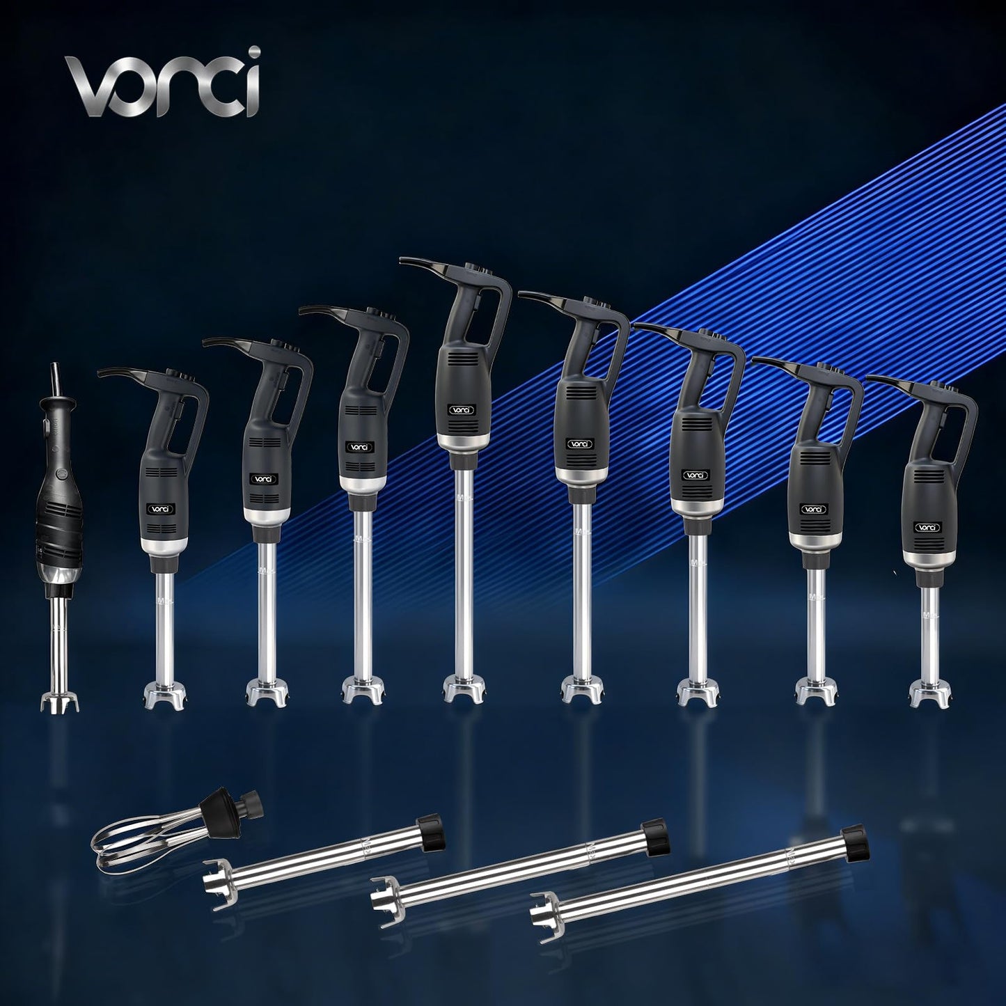 VONCI 500W Commercial Immersion Blender Handheld, 20" 304 Removable Shaft, Heavy Duty Stick Blender with Variable Speed 6000-20000RPM, Long Hand Mixer for Professional Kitchen Use.