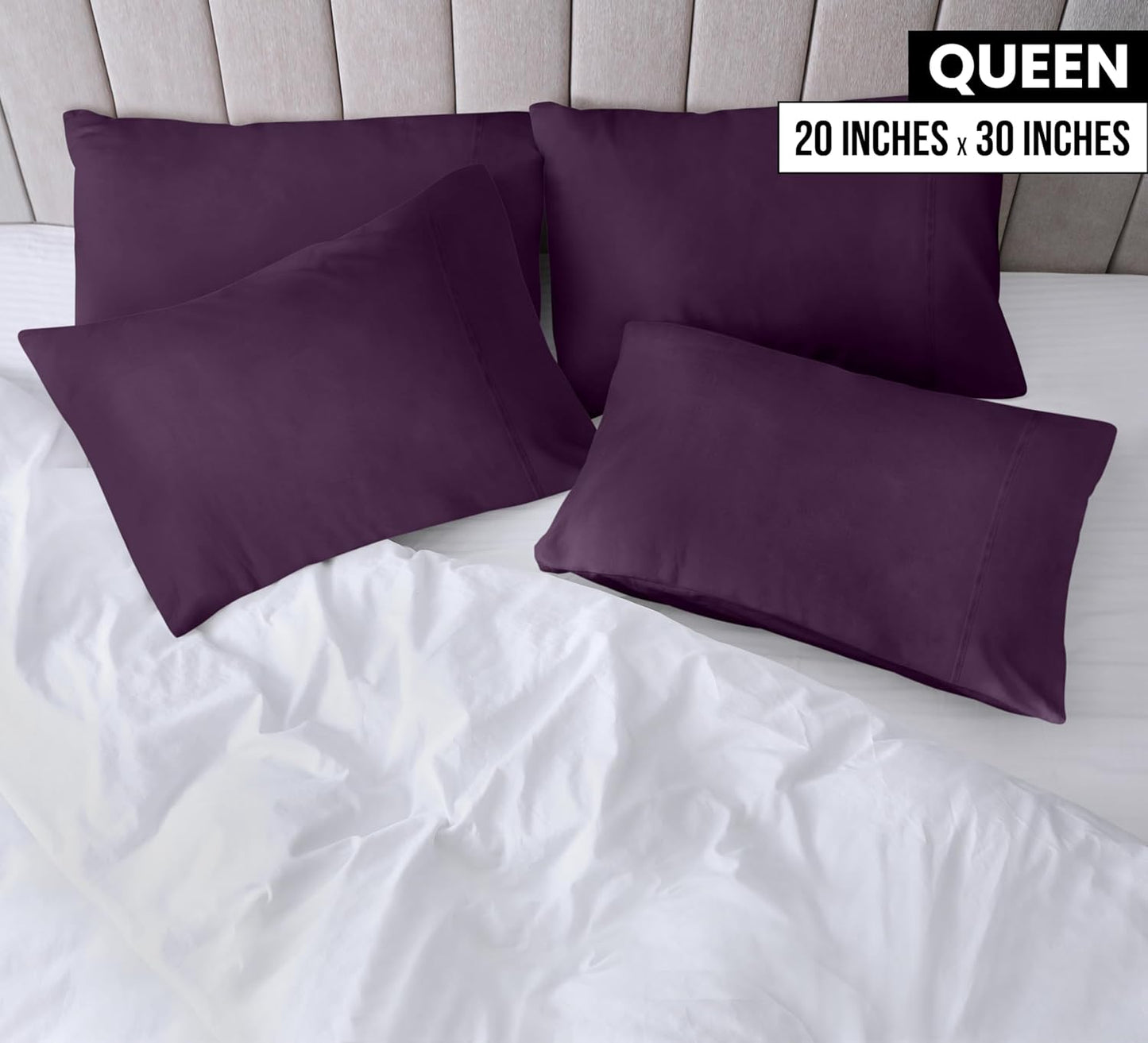 Utopia Bedding Queen Pillow Cases - 4 Pack - Soft Brushed Microfiber - Fade Resistant | 20 x 30 Inches, Purple
