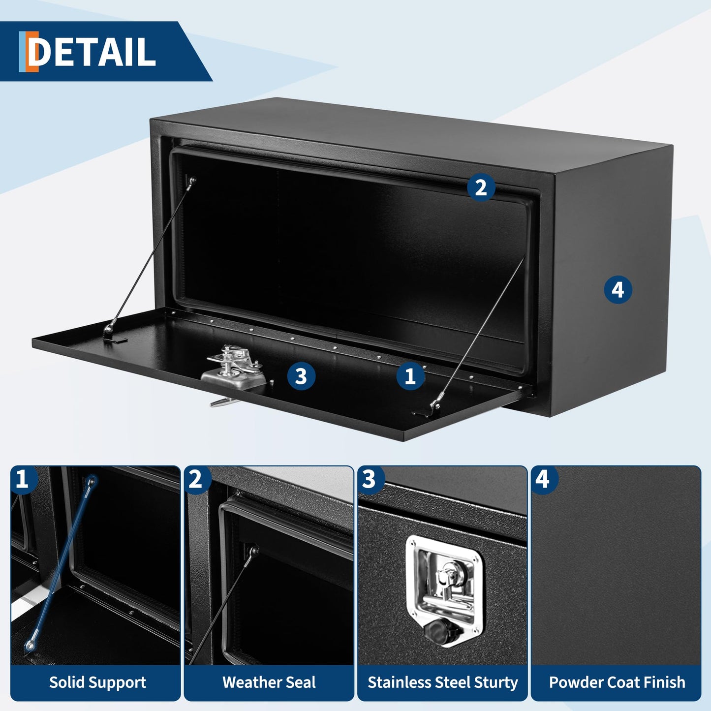 36'' Black Steel Truck Tool Box, 36"x 18"x 18", Heavy Duty Storage With Lock and Keys, Utility Tool Chest for Pickup Truck Bed, RV