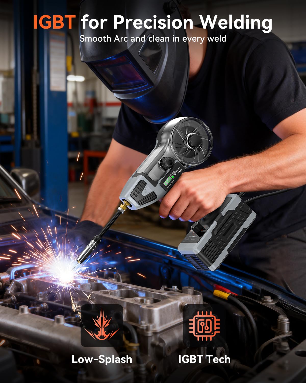 PLOWIC 2 in 1 MIG and Stick Welder: 250A Handheld Portable Welding Machine, 110V Gasless Flux Core Wire Feed Welder & MMA ARC Welder Gun, 3.97lb w/LCD Display, for .032"/.040" Wire and 3/32"-1/8" Rod