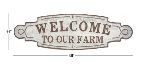 Deco 79 59451 Metal Wall Sign, 11" x 36", Brown/Gray