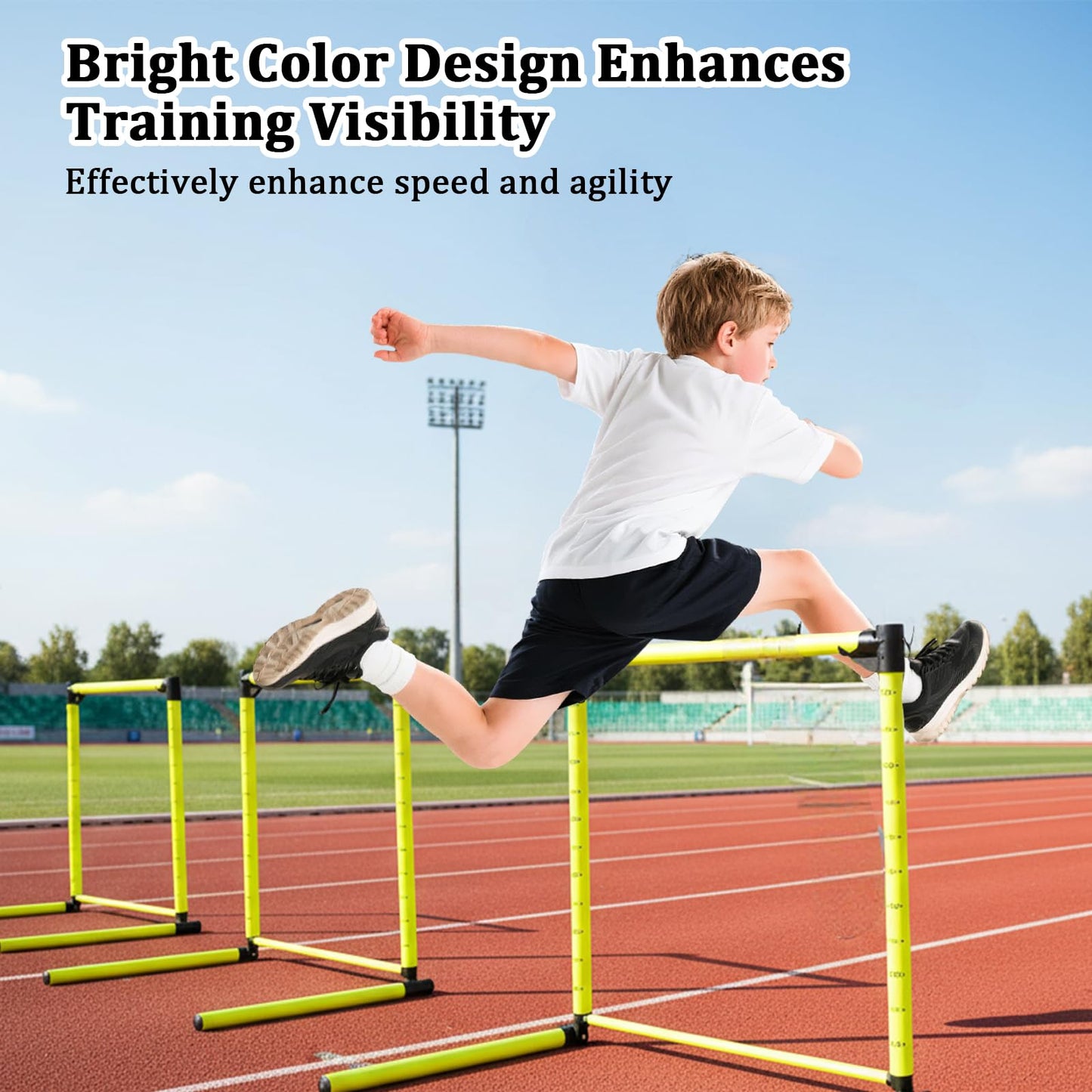 GZCNYLYS 3PCS Adjustable Height Hurdles Training Equipment, Agility Hurdles with Storage Bag, Removable Track Hurdle, Speed Training Equipment for Soccer, Football and Track & Field Sports