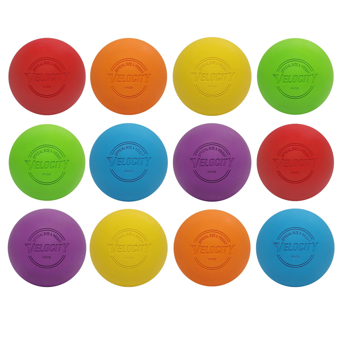 Velocity Practice Lacrosse Balls - 1, 2, 3, 6, 12, 18, 24, 36, 60 and 120 Packs - Official Size and Weight - Multi Color