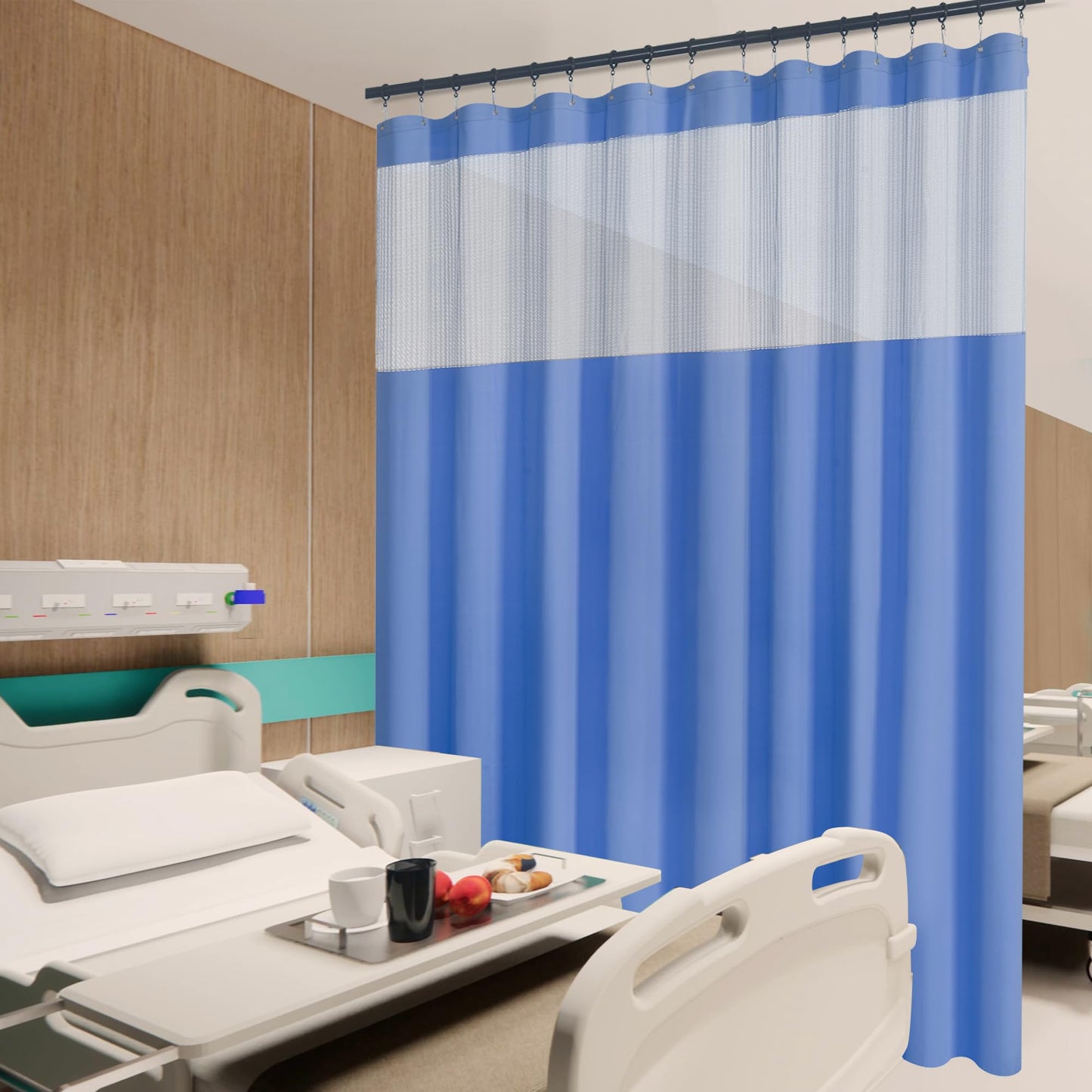 Phating Flame Retardant Hospital Curtain Room Divider, Grommet Cubicle Room Divider, Privacy Medical Curtain for Hospital, Clinic, Lab(1 Panel, Dark Blue, 15x8FT)