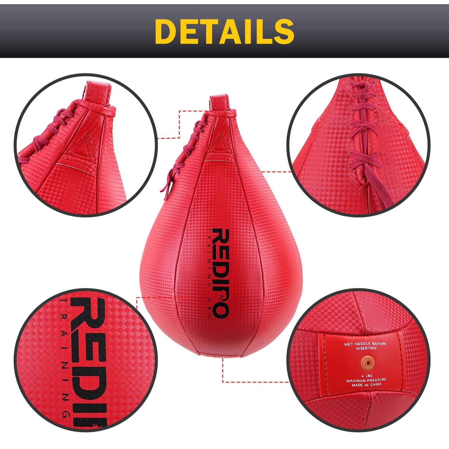 Redipo Boxing Speed Bag - PU Leather Speed Punching Ball - Heavy Duty Hanging Swivel Ball for Gym & MMA Muay Thai Sports Fitness - Punching Dodge Striking Speed Reflex Ball