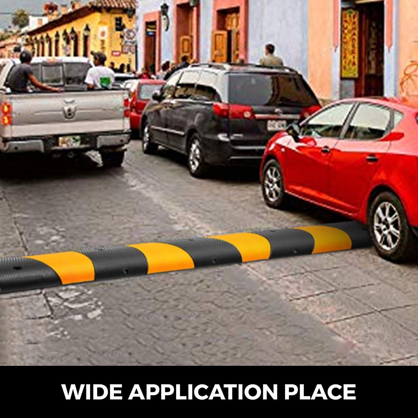 VEVOR 2PCS 6 FT Rubber Speed Bump Driveway, Heavy Duty Cable Floor Cord Protector Cover Ramp,2-Channel Speed Bumps for Road Garage Gravel Roads Asphalt Concrete, 72.4 x 12 x 2.4 Inch