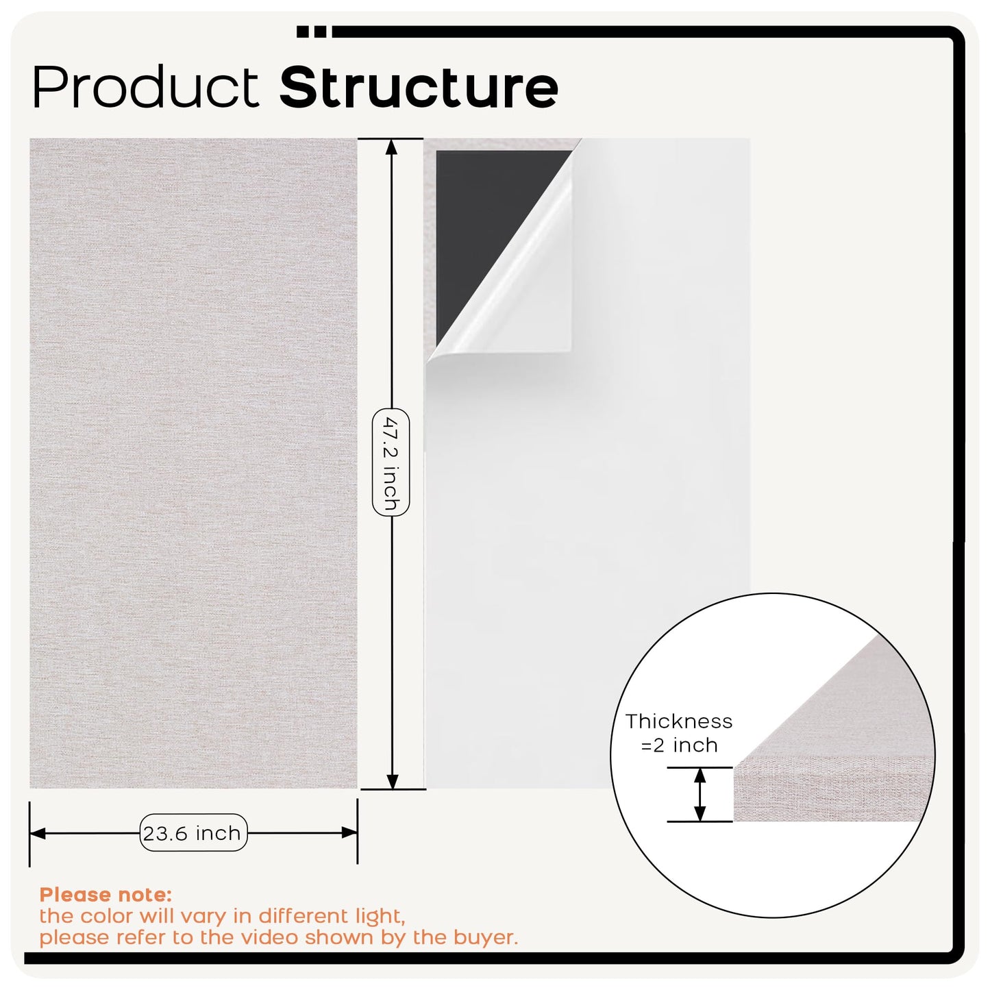 BUBOS 2-Pack Fabric Acoustic Panels with Hanging Hardware, 47.2" x 23.6" x 2" Large Soundproofing Wall Panels, High-Density Sound Absorbing Decor for Home Theater, Studio & Office,Linen