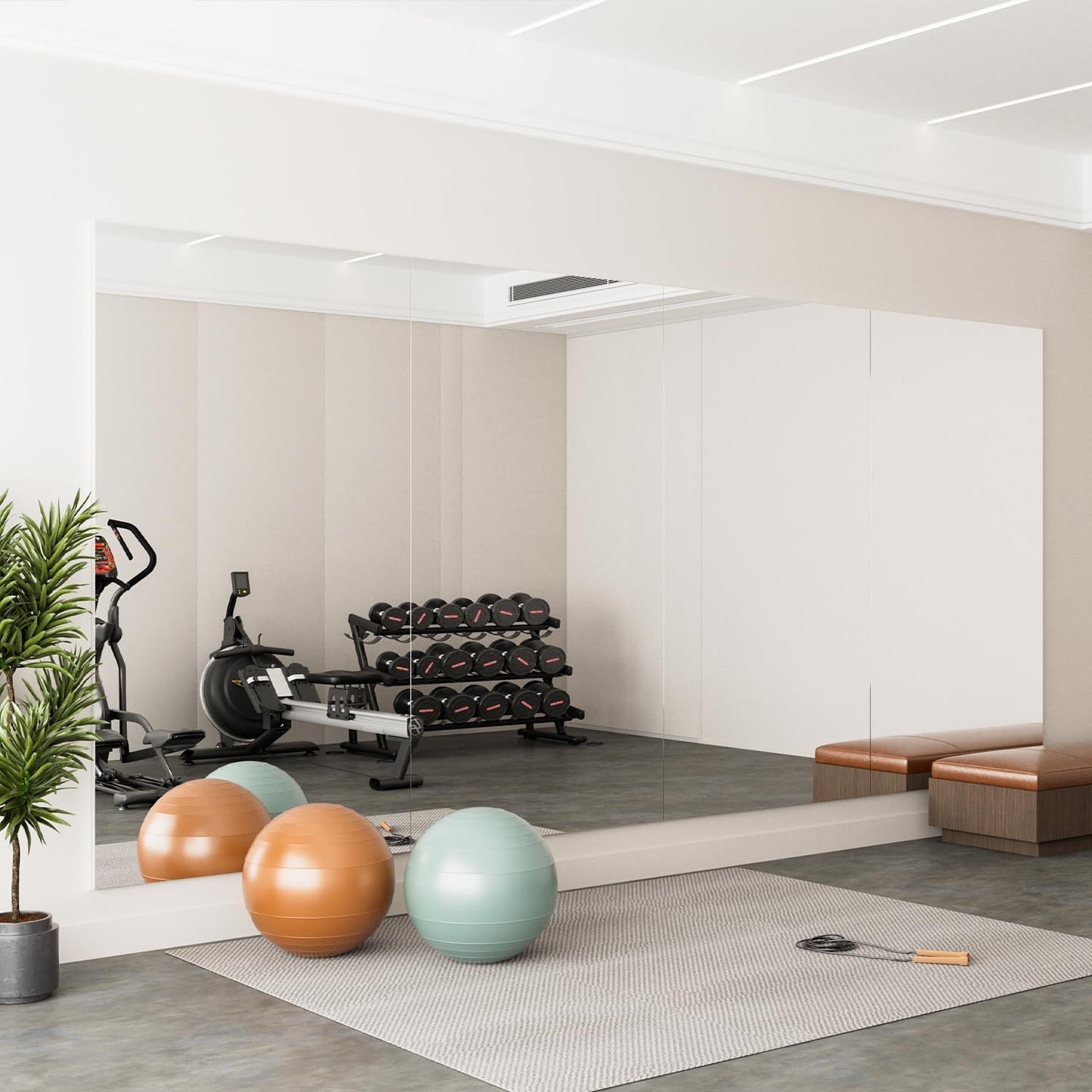 brisafe 79" x 80" (2PCS 79" X 40") Gym Mirror - Full Length Wall Mirror for Gyms, Dance Studio, Home, Yoga - Easy to Install, Ultra-Light Shatterproof Nanomirror Reduces 60% Commercial Insurance Costs