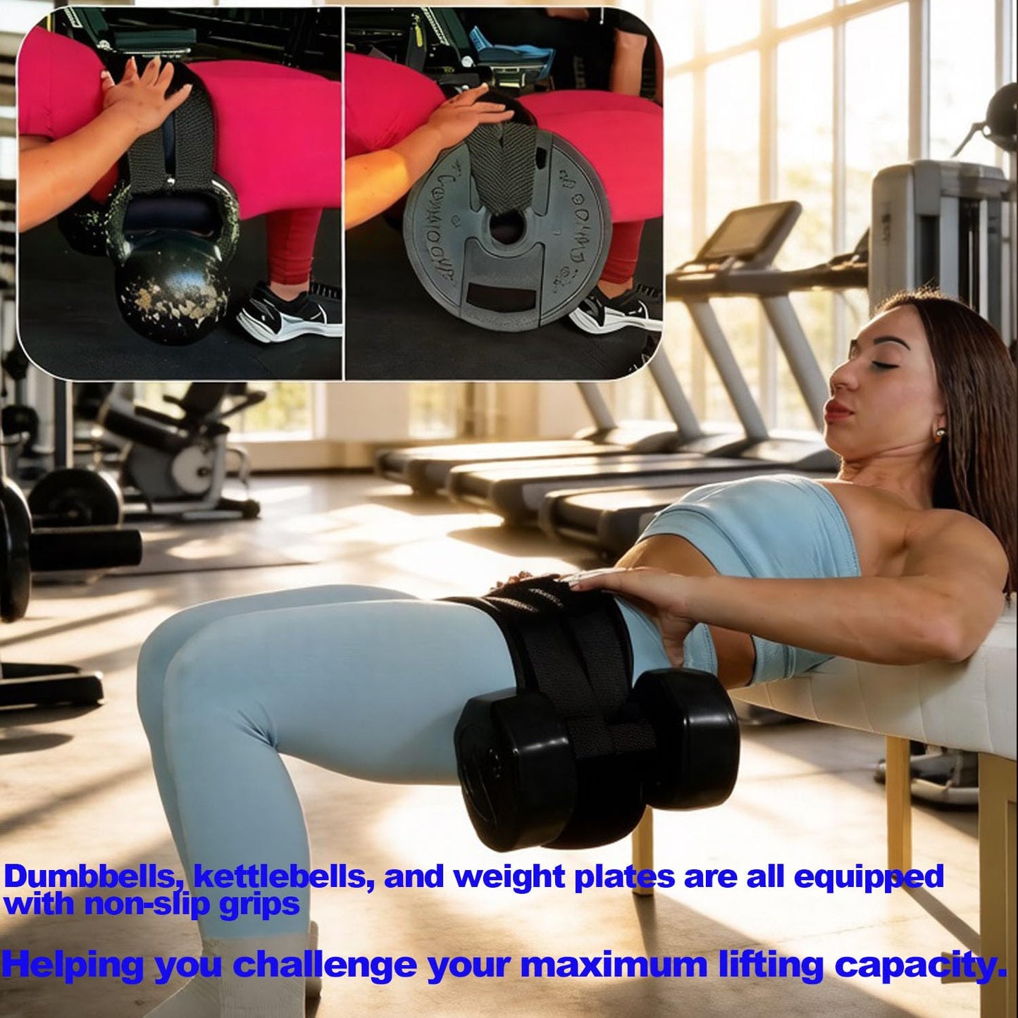 Hip Thrust Belt with Barbell Pad, Adjustable Weight Lifting Belt for Squats, Glute Bridge & Lower Body Workouts, Thick Foam Cushion for Hip Protection, Portable Gym Fitness Support Belt